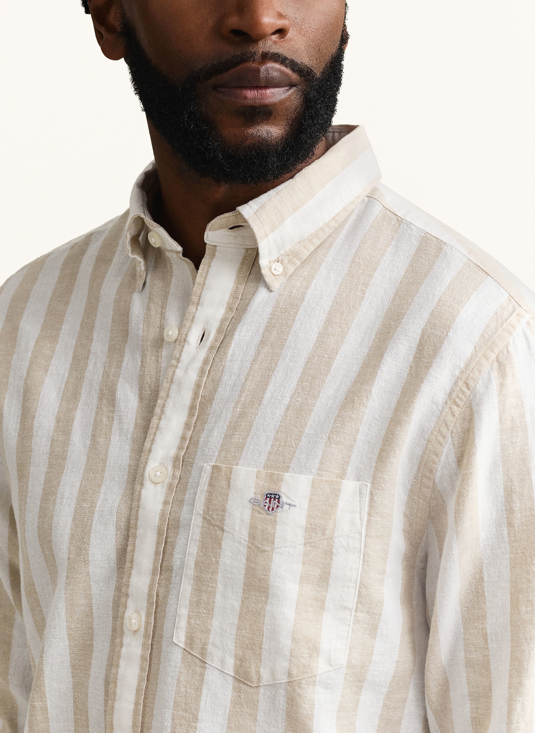 Thumbnail - Gant Hemd Regular Fit Mit Leinen beige