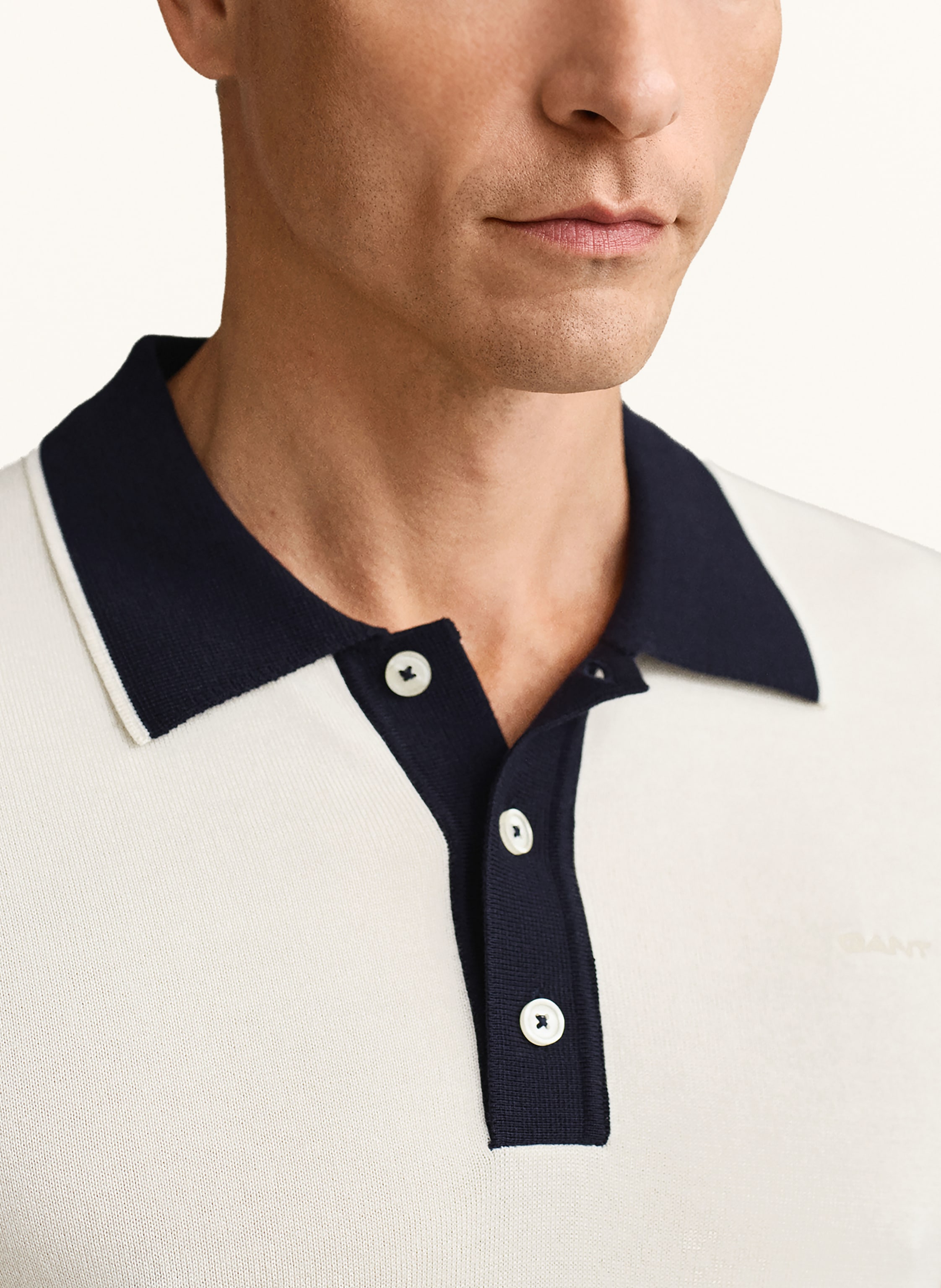 Thumbnail - Gant Strick-Poloshirt beige