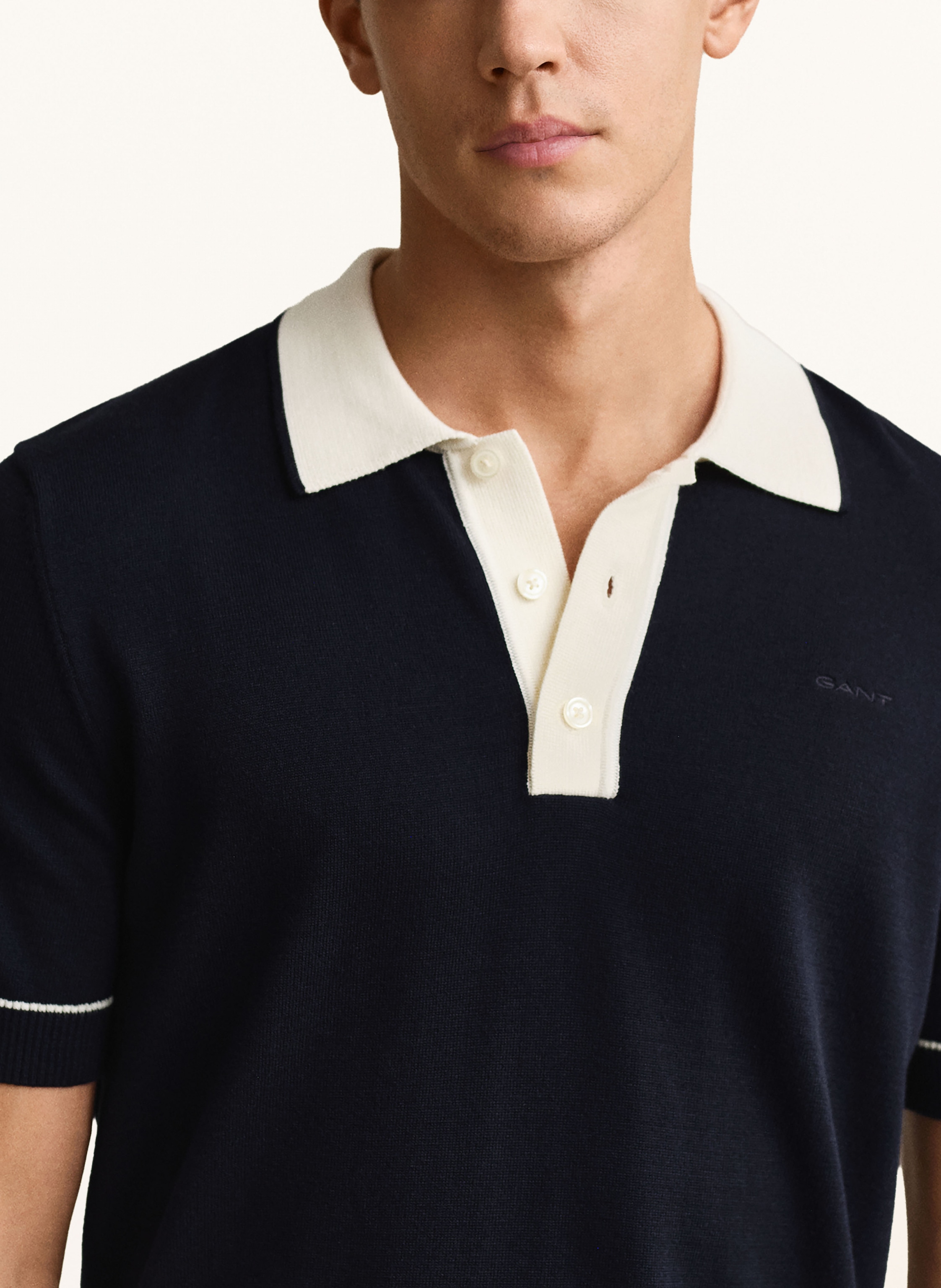 Thumbnail - Gant Strick-Poloshirt blau