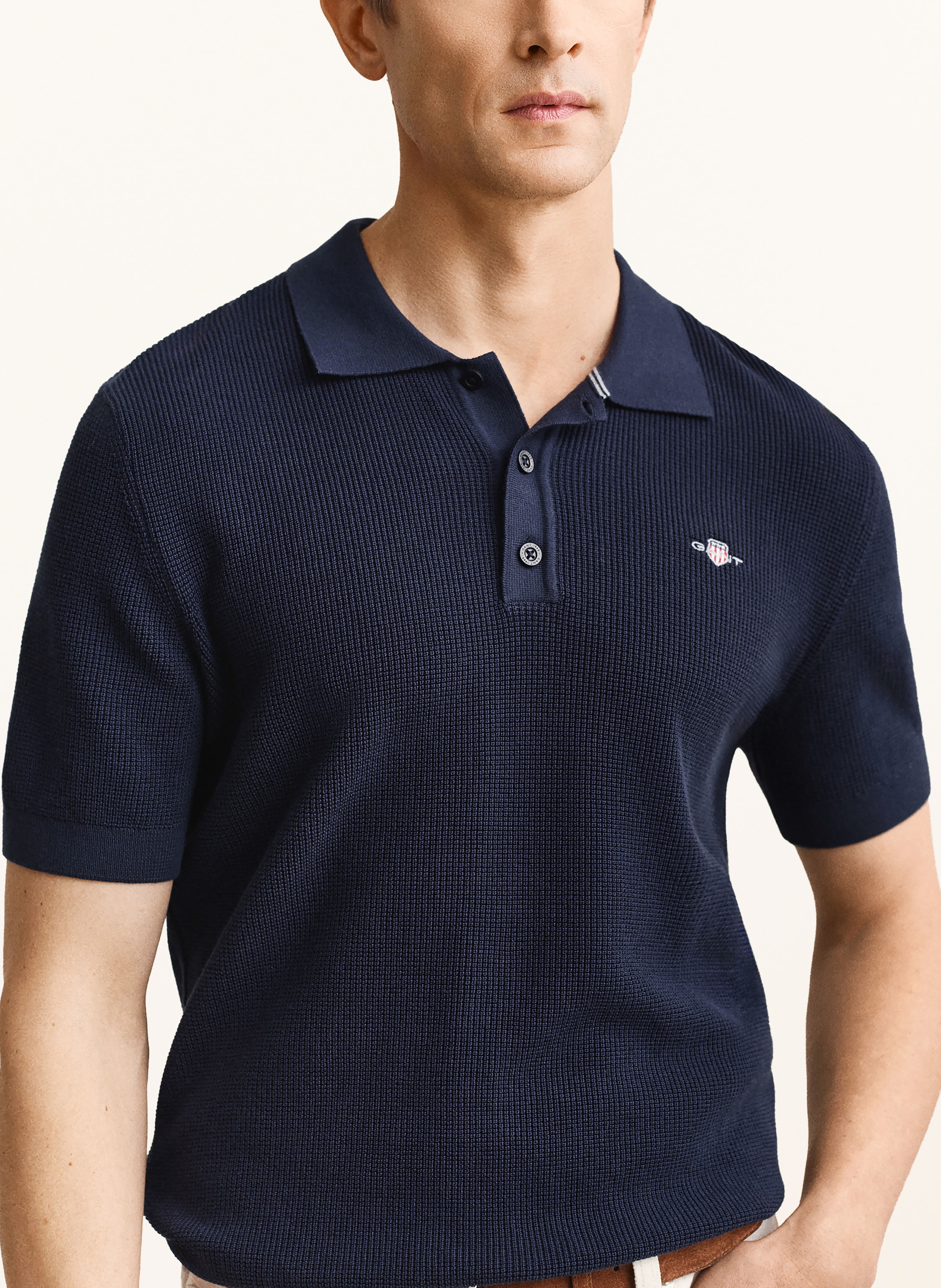 Thumbnail - Gant Strick-Poloshirt blau