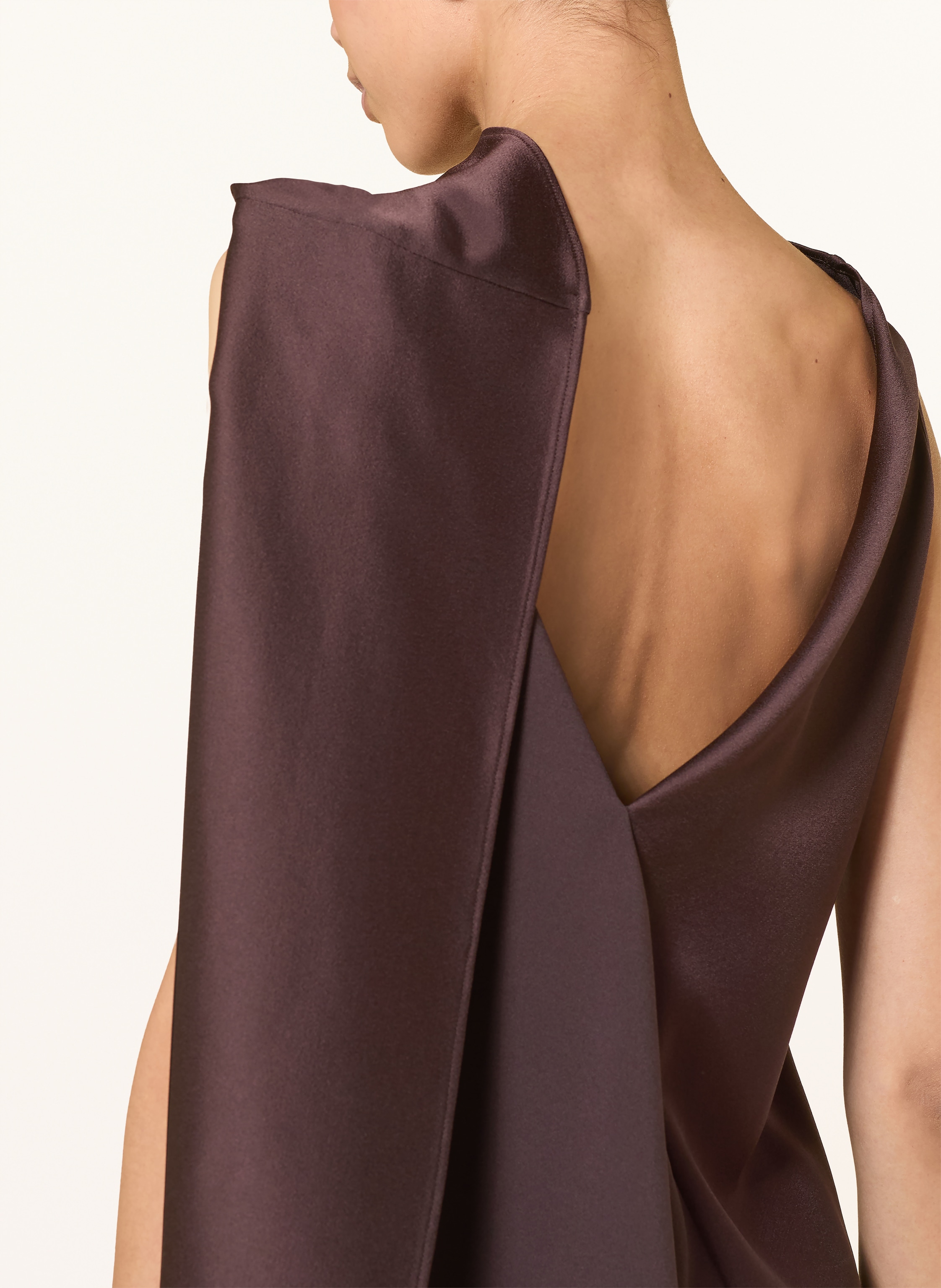 Thumbnail - Boss Satinkleid Daverse Mit Volants braun