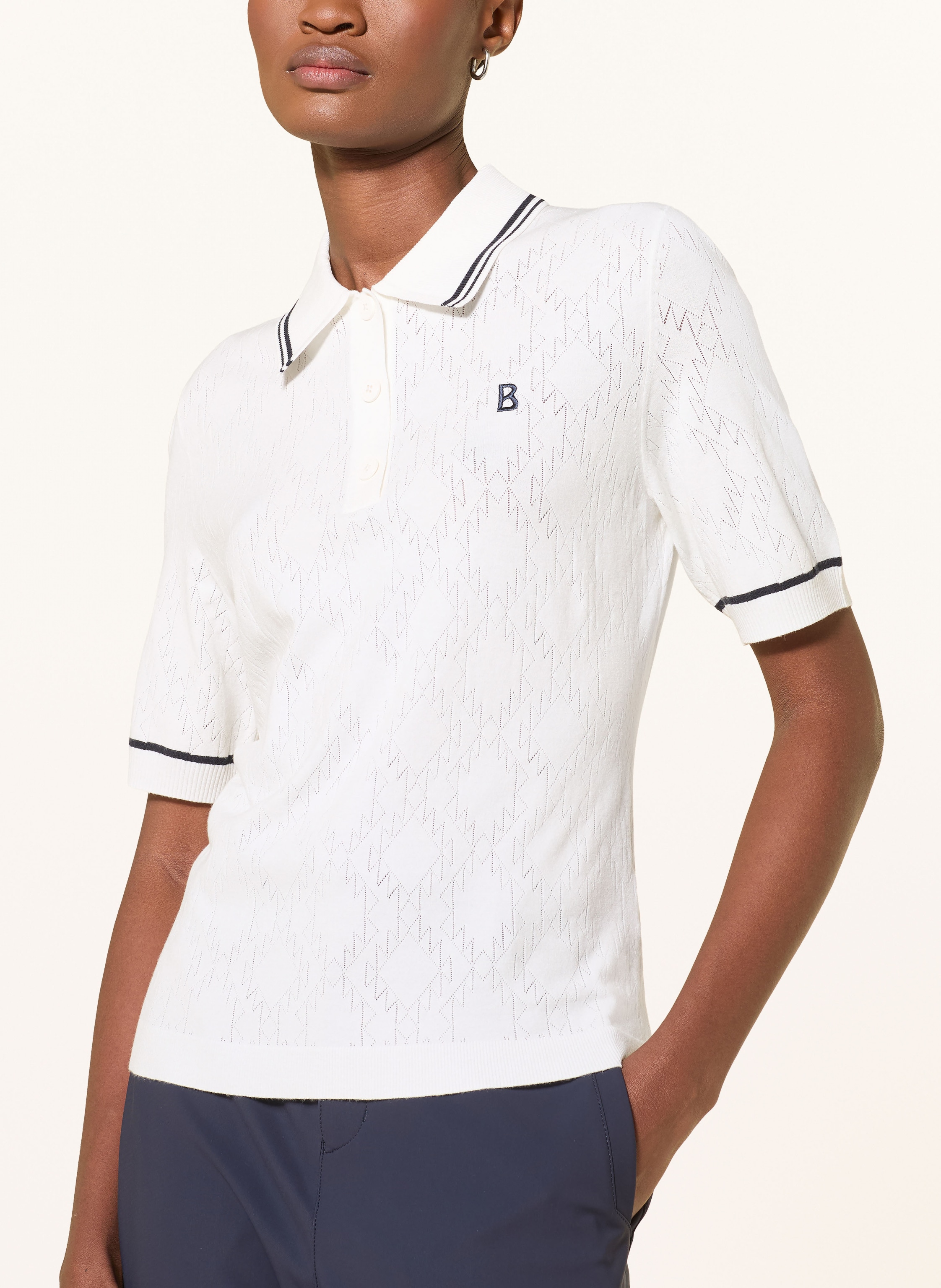 Thumbnail - Bogner Strick-Poloshirt Mandy weiss