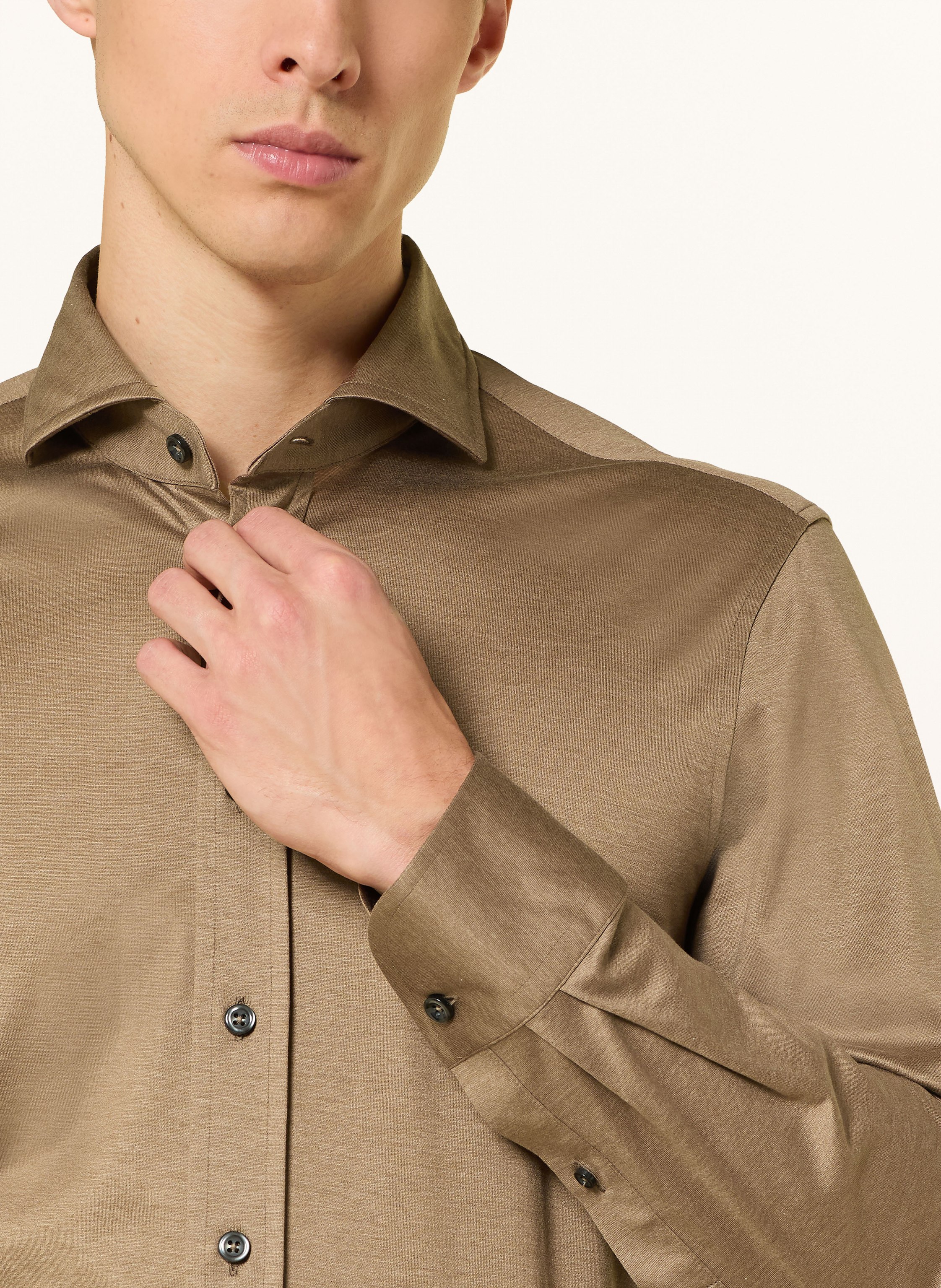 Thumbnail - Baldessarini Jerseyhemd Hugh Slim Fit braun