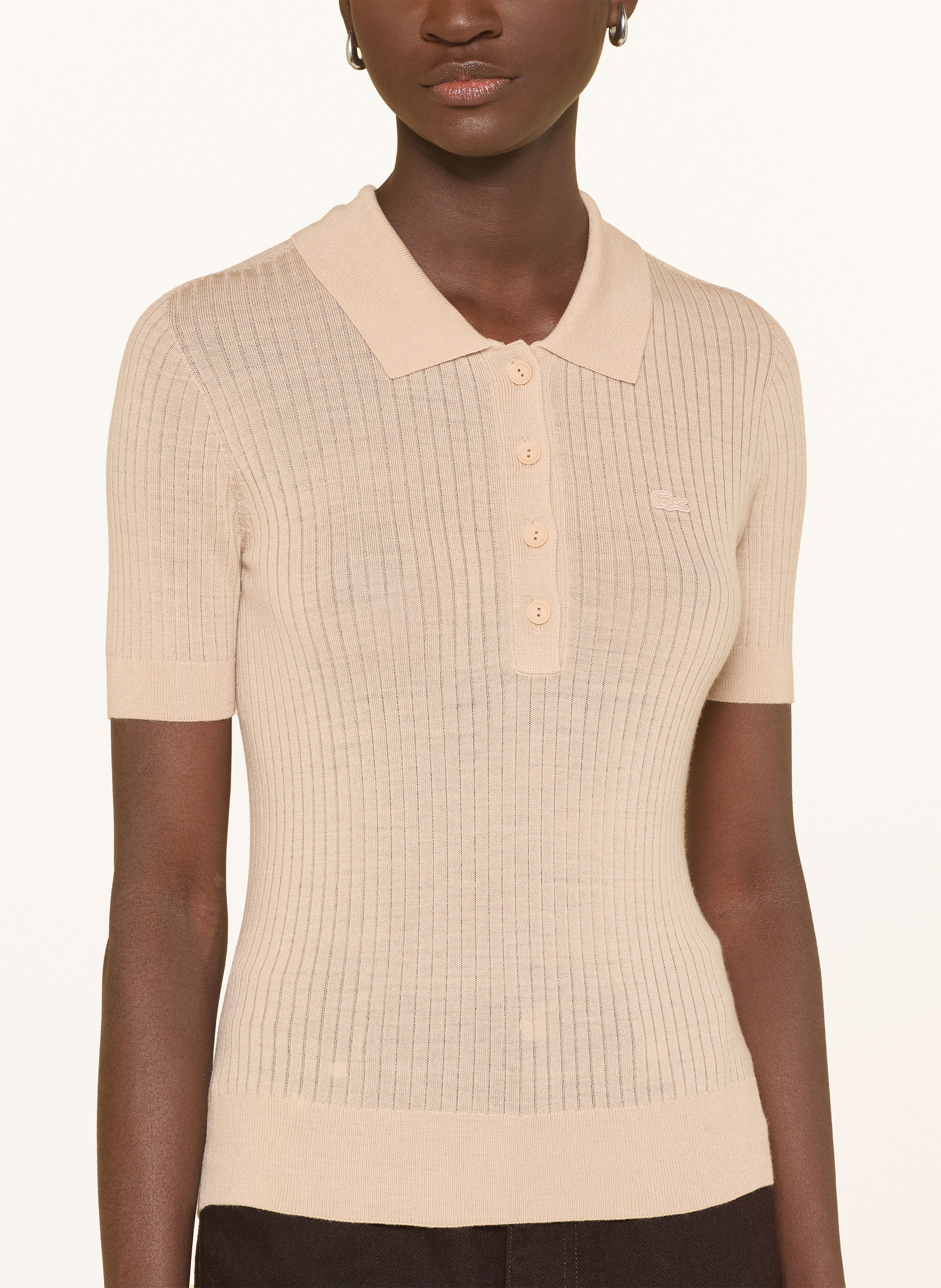 Thumbnail - Lacoste Strick-Poloshirt Aus Merinowolle braun