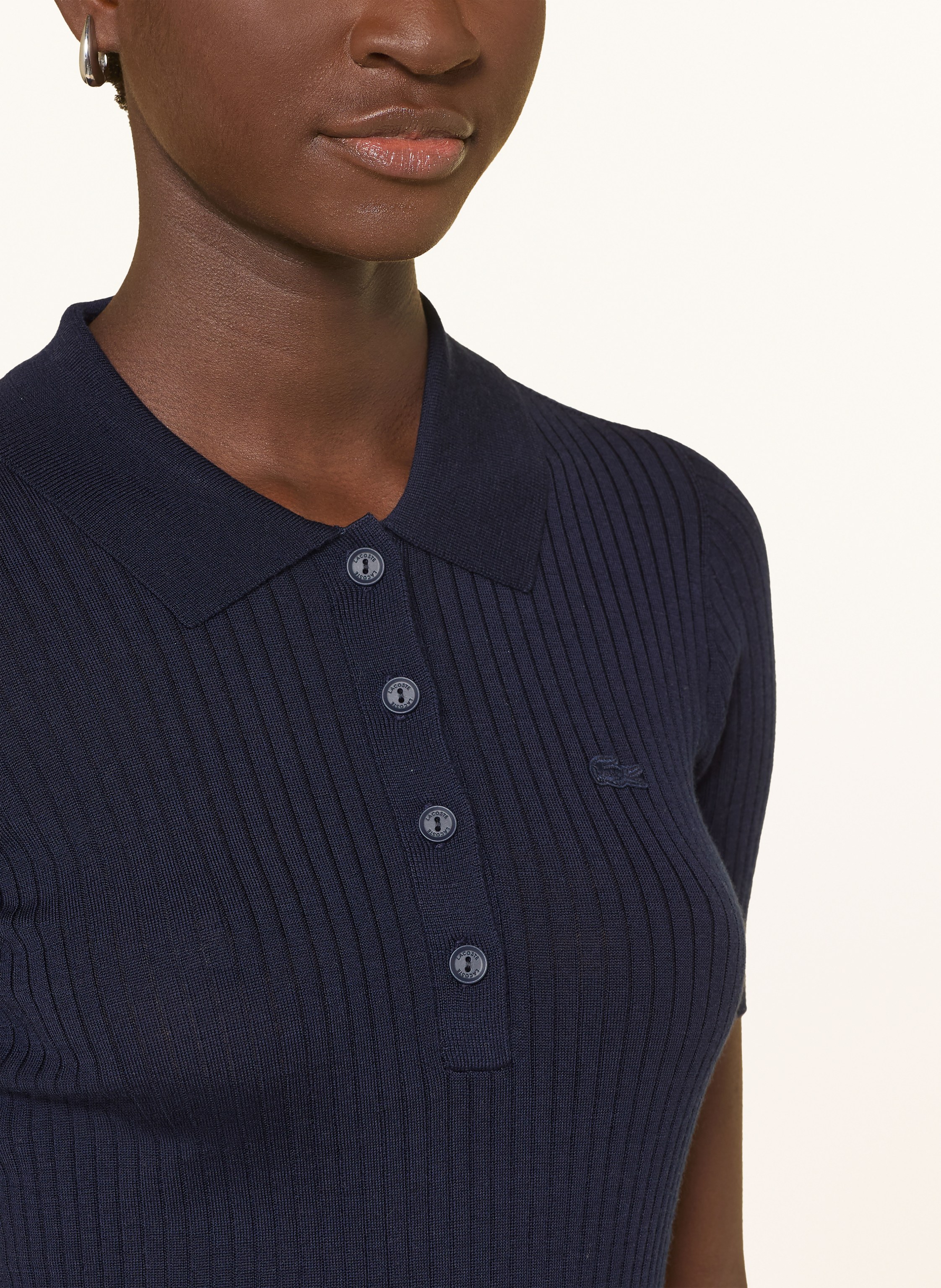 Thumbnail - Lacoste Strick-Poloshirt Aus Merinowolle blau