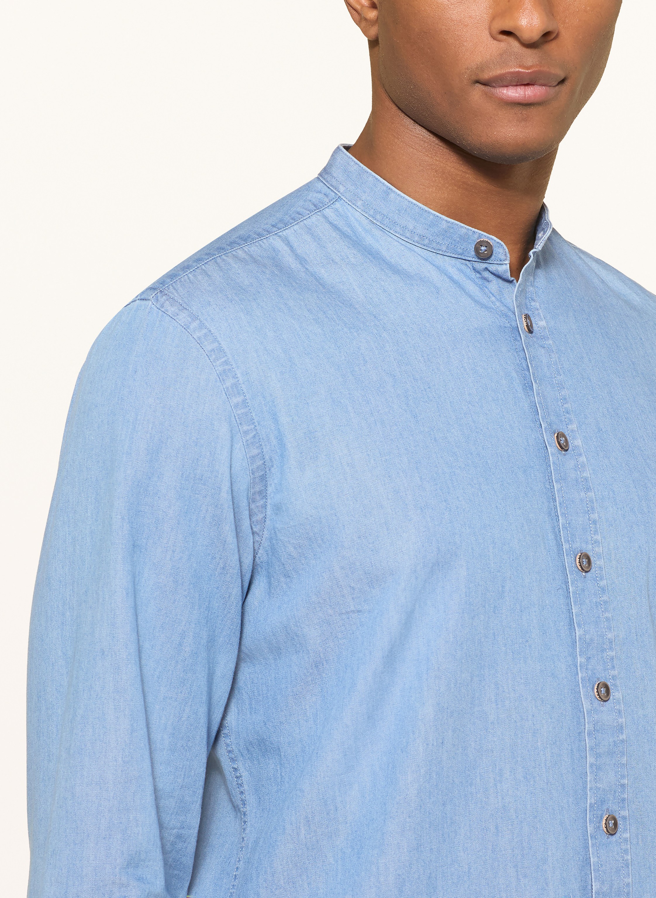 Thumbnail - Fynch-Hatton Jeanshemd Regular Fit Mit Stehkragen blau