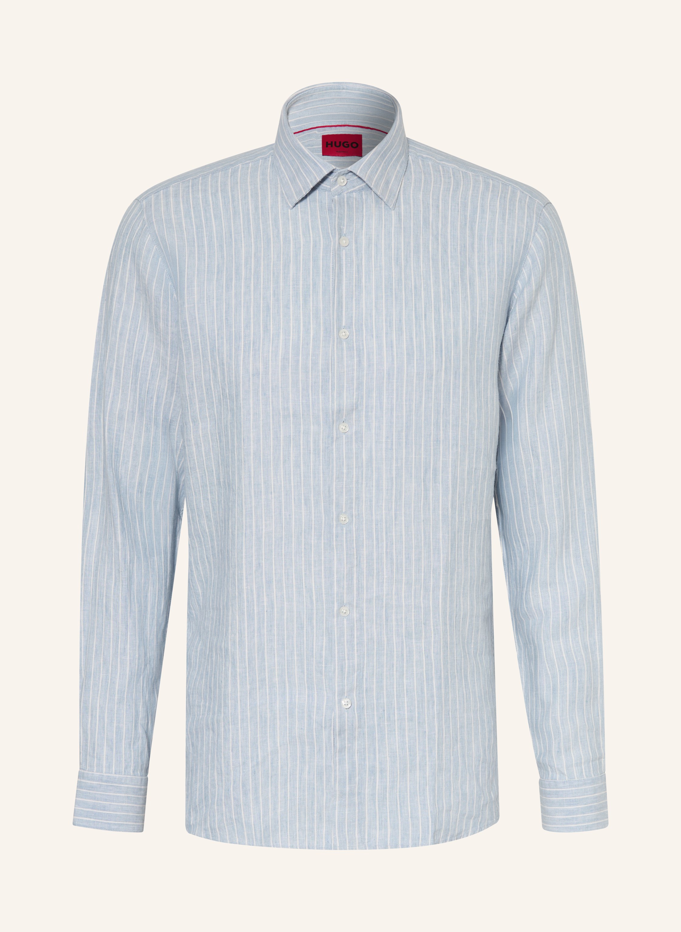 Hugo Hugo Leinenhemd Valerio Modern Fit blau in HELLBLAU / WEISS