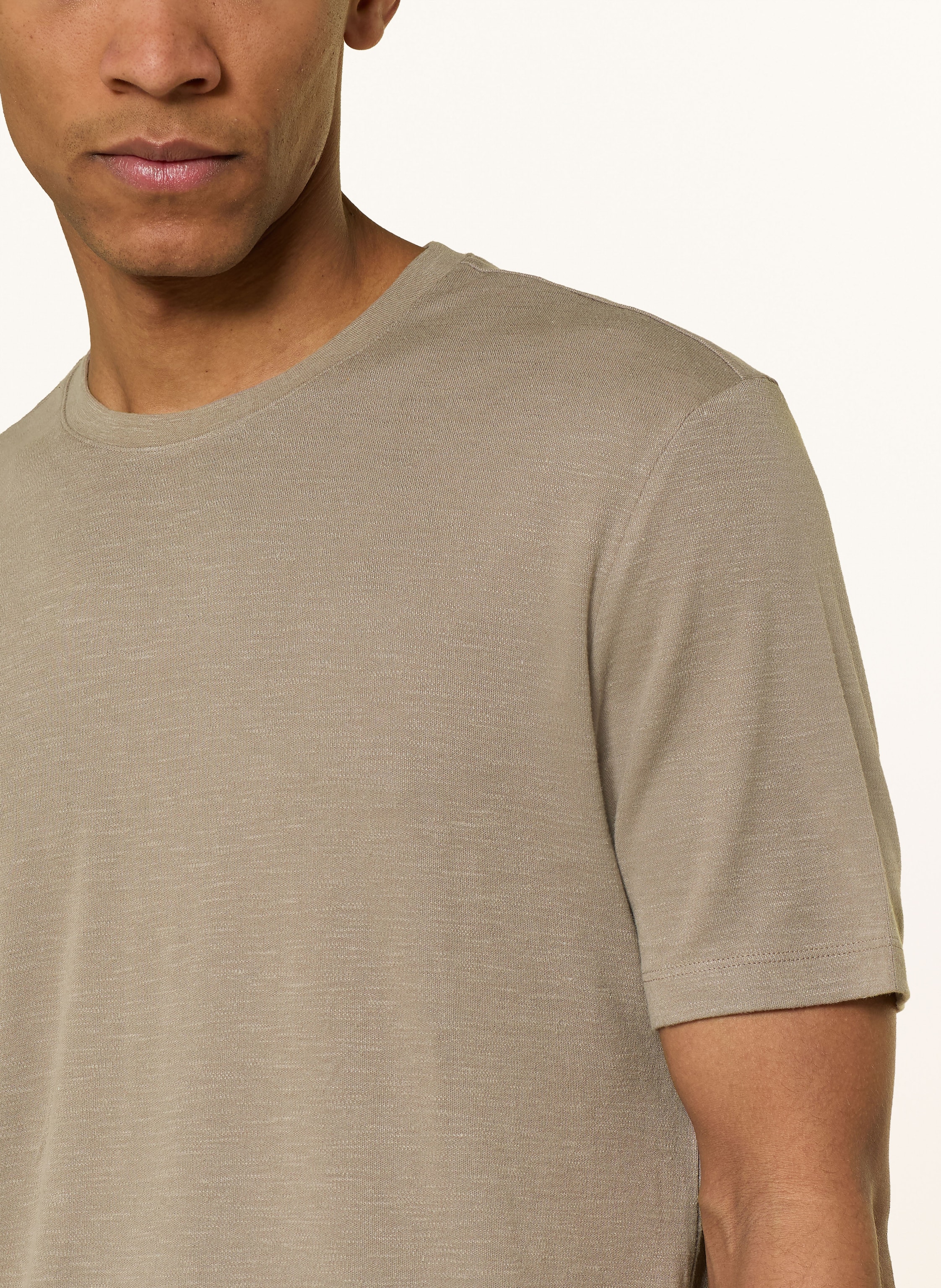 Thumbnail - Hugo T-Shirt Dulerostee Mit Leinen braun