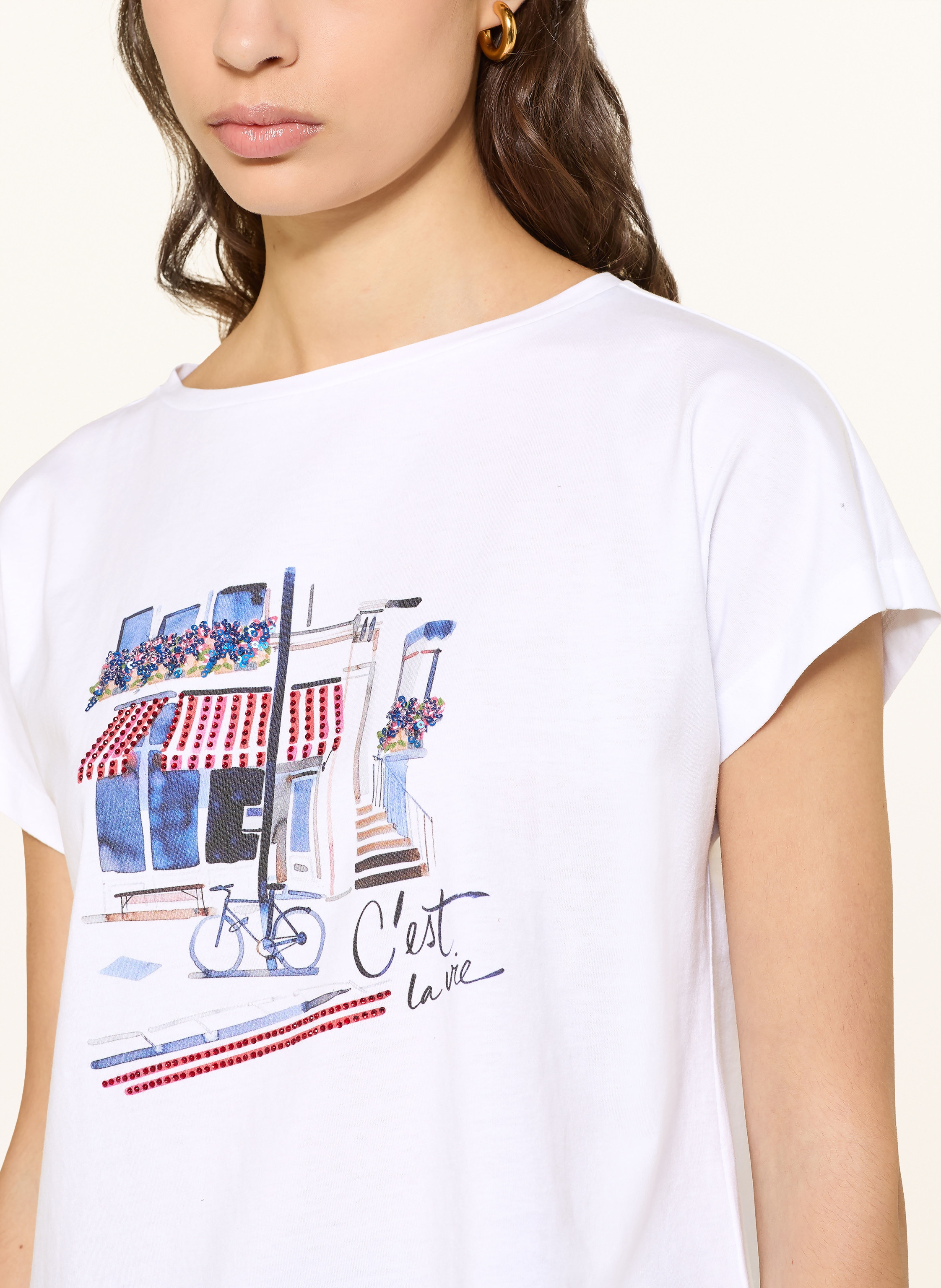 Thumbnail - Lilienfels T-Shirt Mit Schmucksteinen Und Pailletten weiss