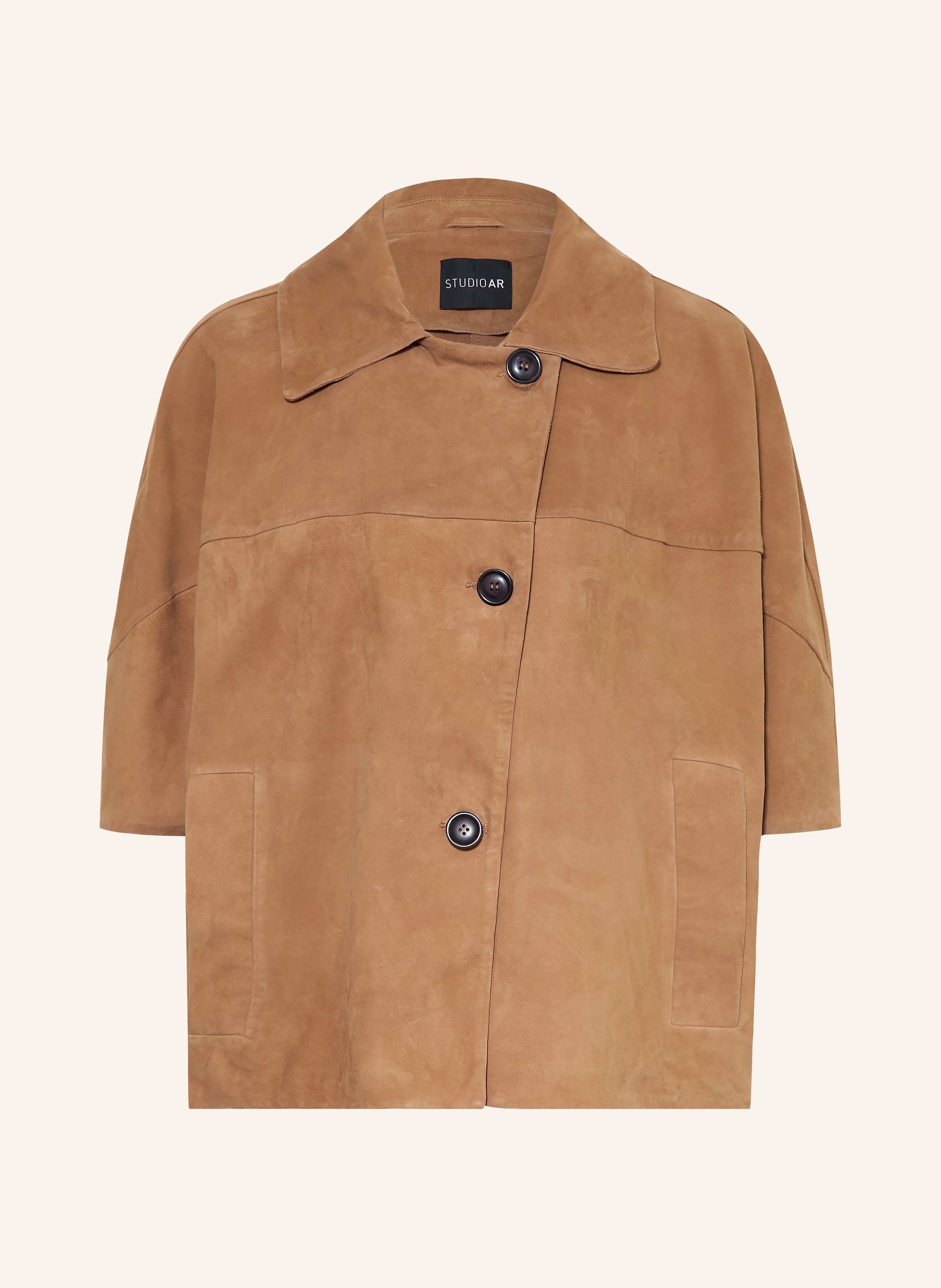 Studio Ar Leder-Overjacket Clara braun