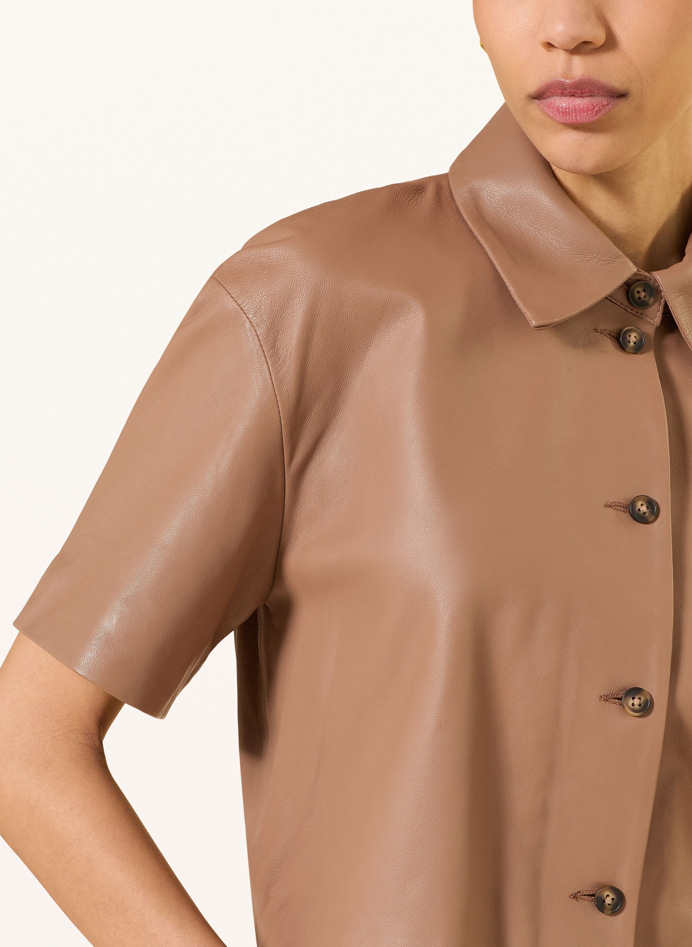 Thumbnail - Studio Ar Kastenjacke Eveline Aus Leder braun