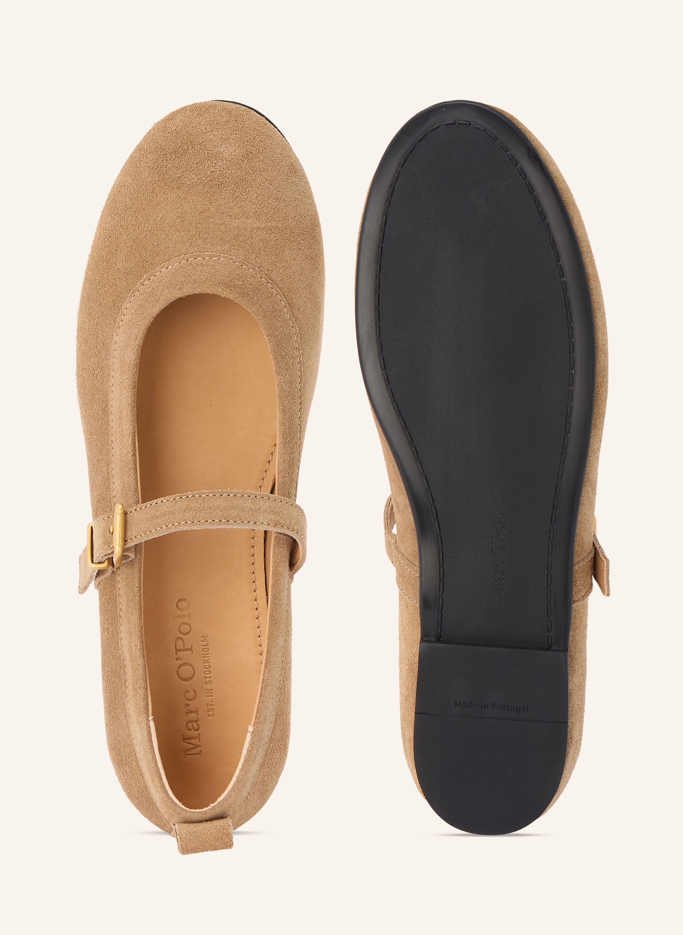 Thumbnail - Marc O'polo Mary-Jane-Ballerinas beige