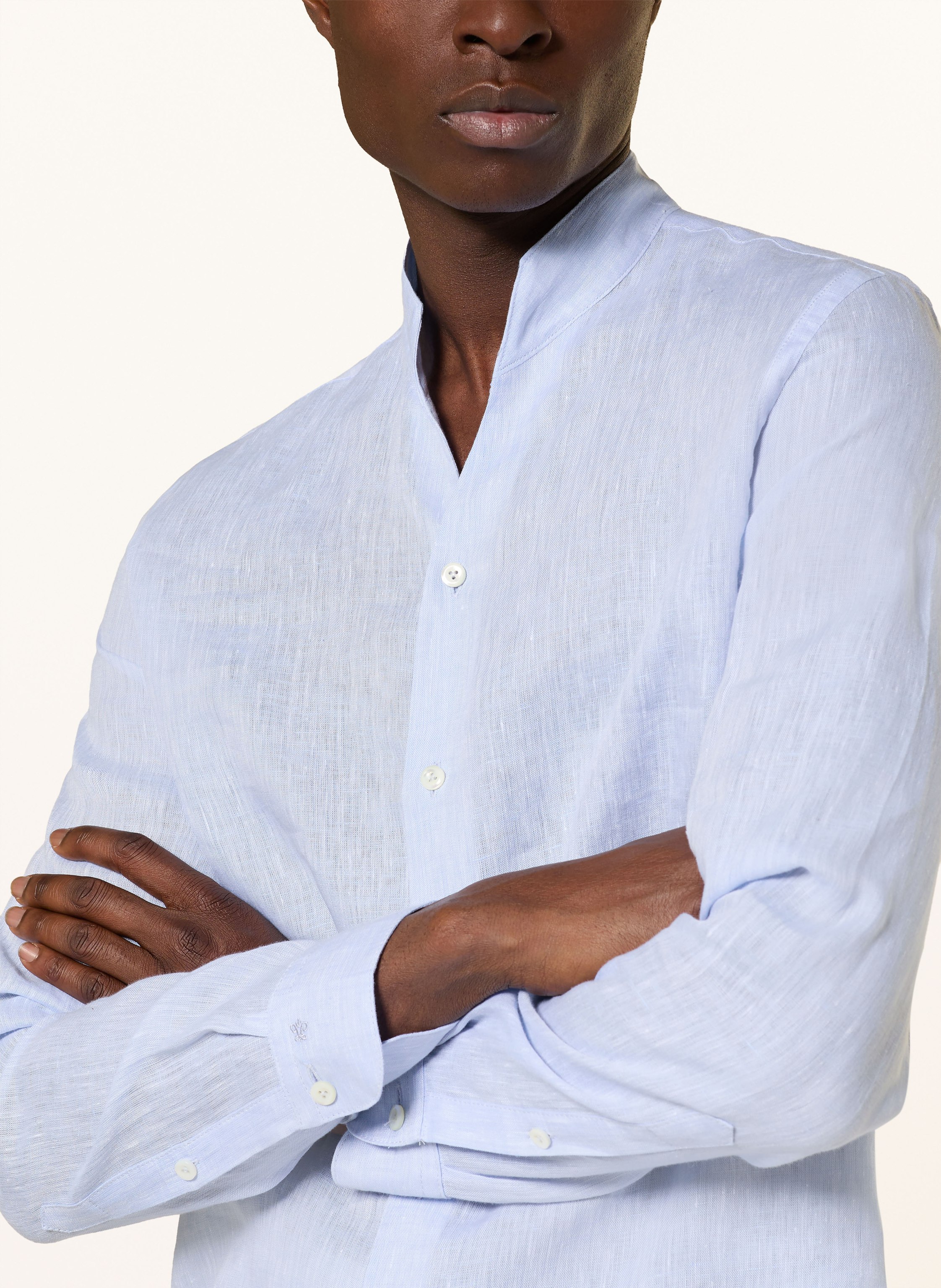 Thumbnail - Van Laack Leinenhemd Vl-Rudo-K Slim Fit Mit Stehkragen blau