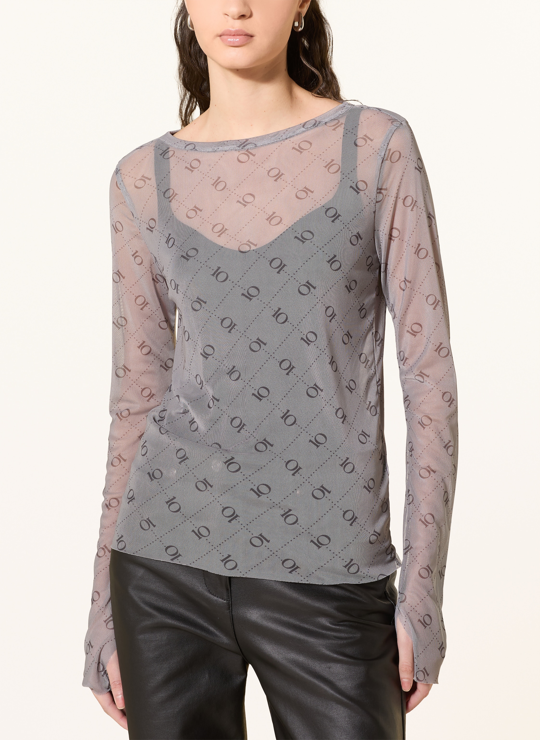 Thumbnail - 10days Longsleeve Aus Mesh grau