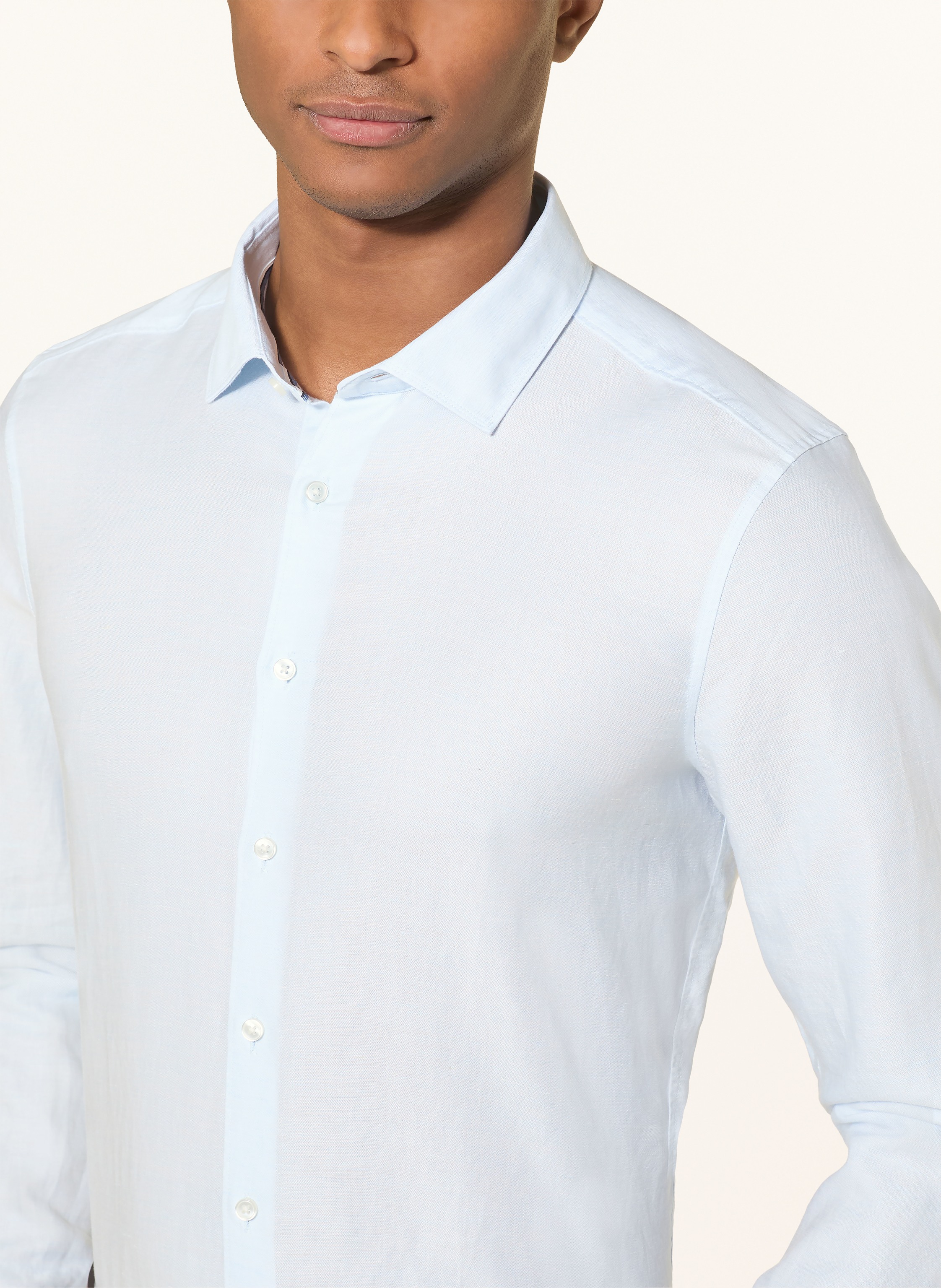 Thumbnail - Olymp Hemd Level Five Body Fit Mit Leinen blau