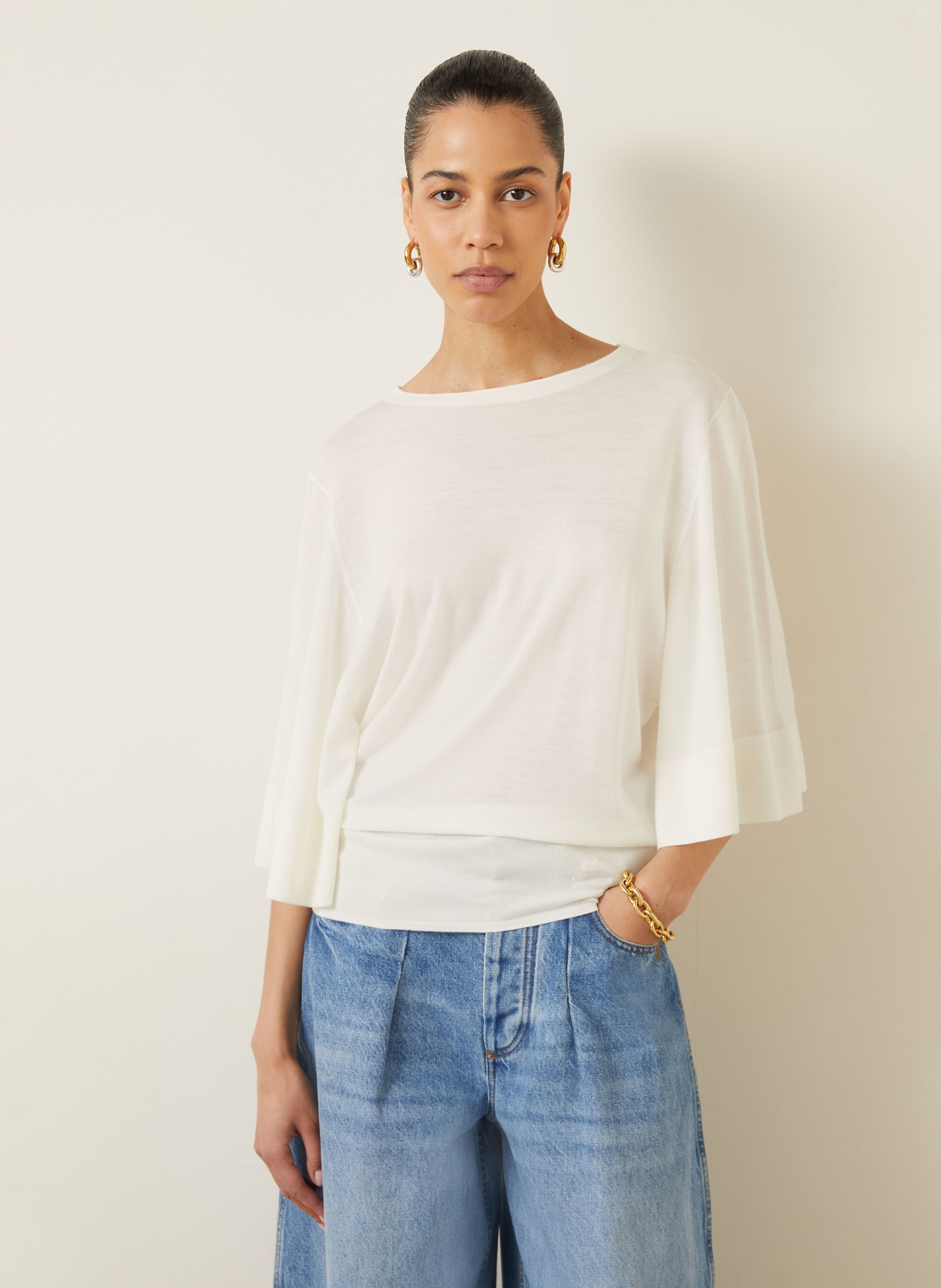 Thumbnail - Jacquemus Pullover La Maille Mananco Mit 3/4-Arm weiss