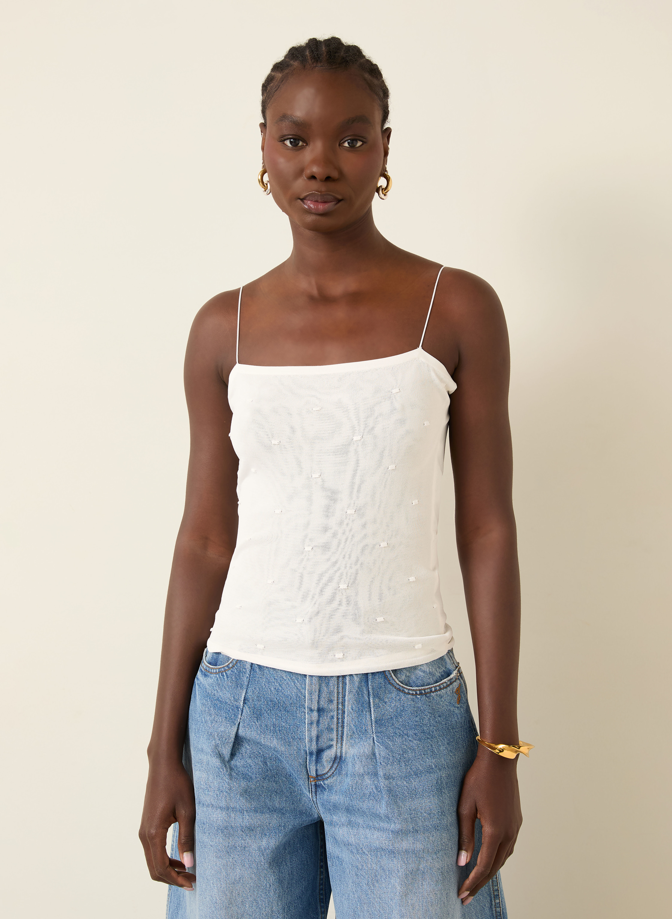 Thumbnail - Jacquemus Stricktop La Maille Plumetis weiss