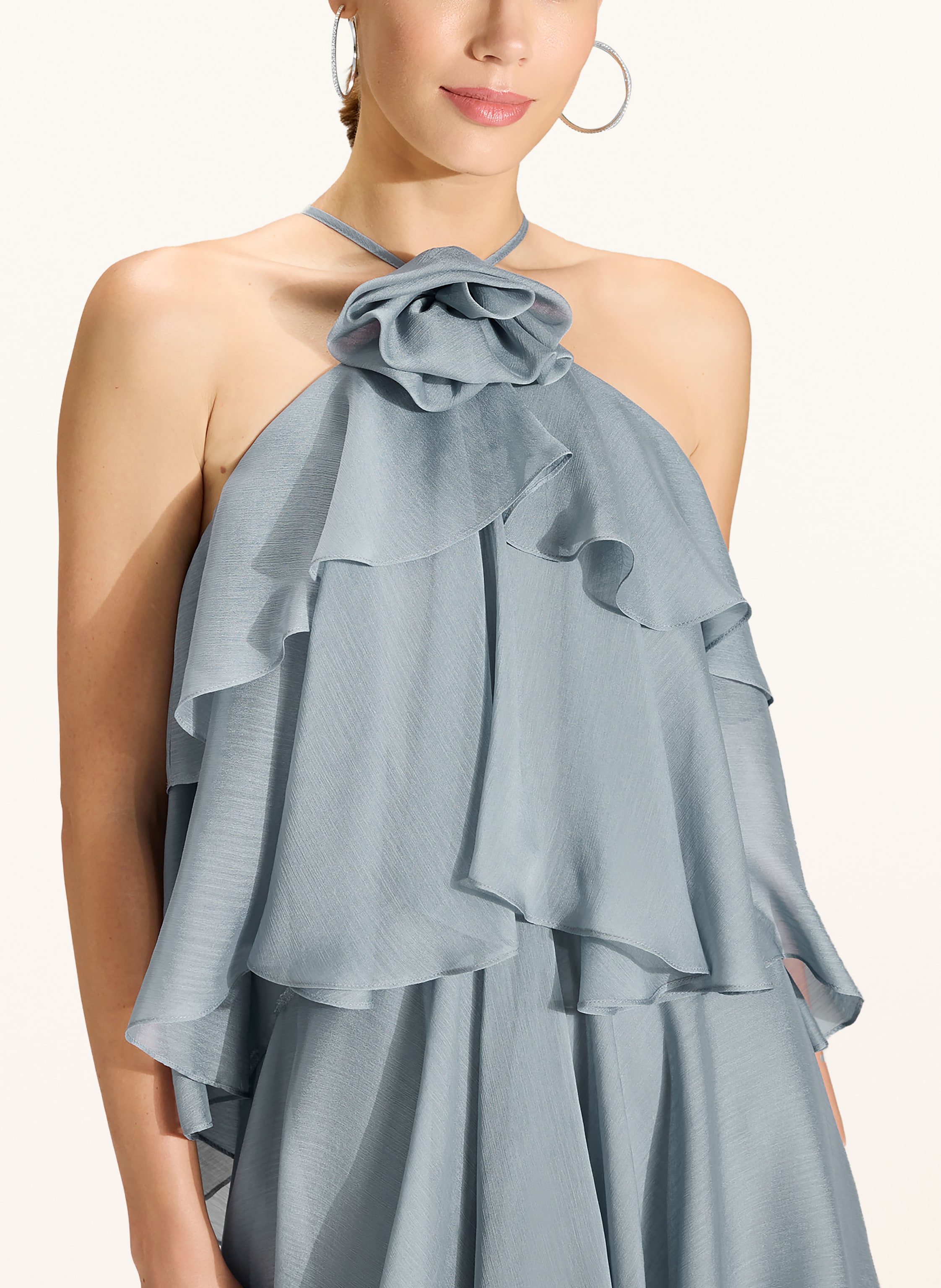 Thumbnail - Swing Abendkleid Mit Volants blau