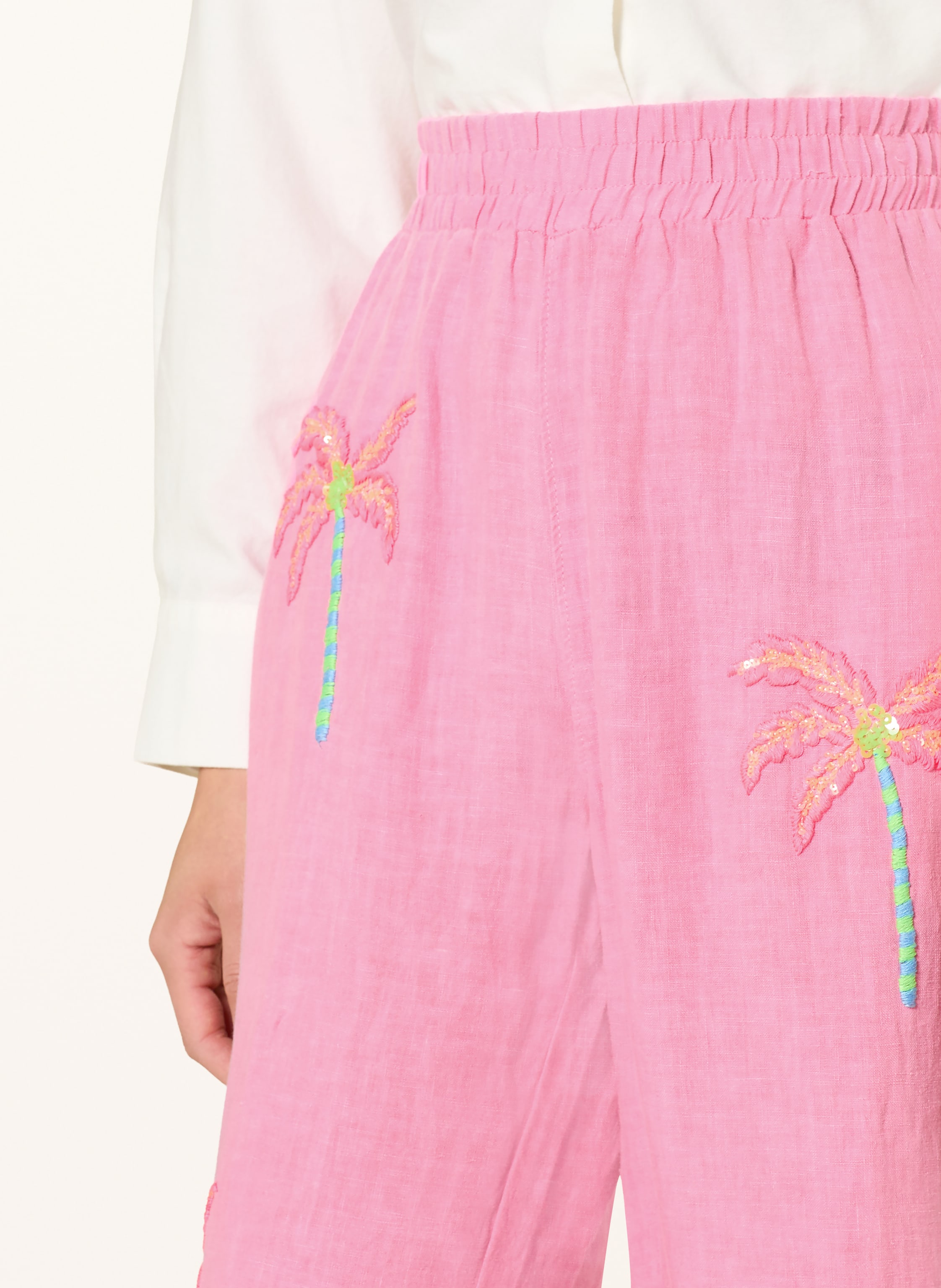 Thumbnail - Grace Marlenehose Aus Leinen Mit Pailletten pink