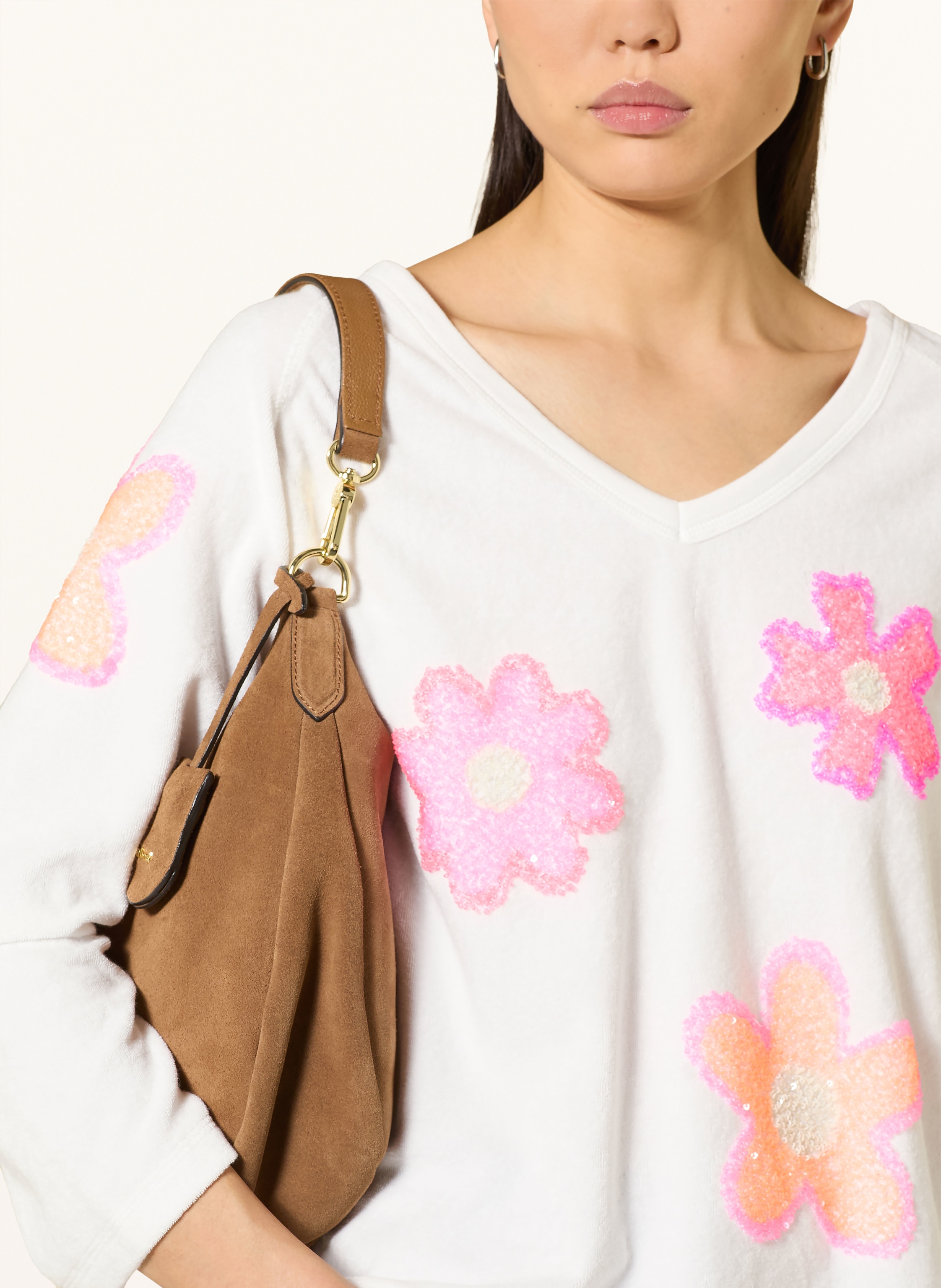 Thumbnail - Grace Sweatshirt Mit 3/4-Arm Und Pailletten weiss