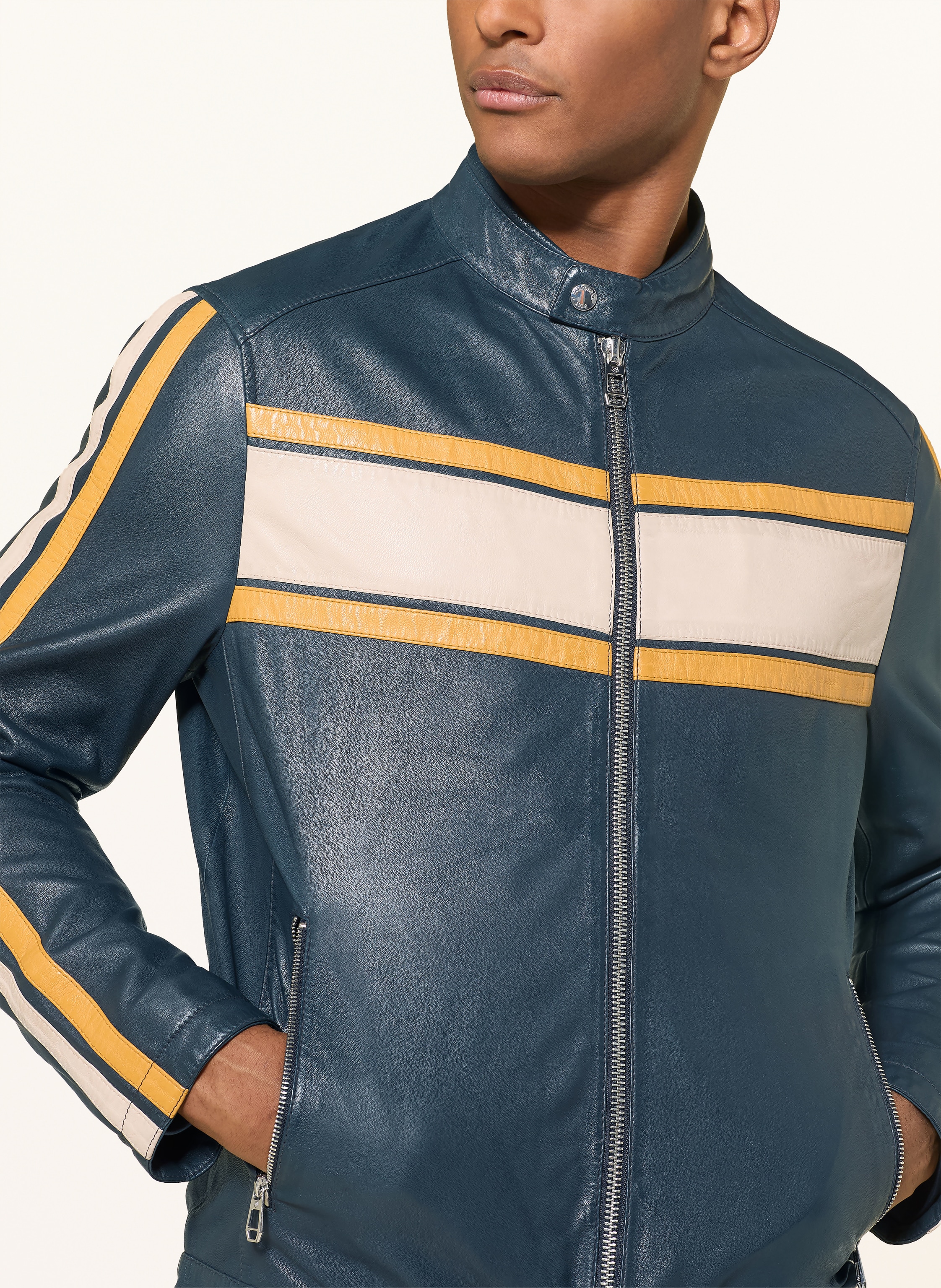 Thumbnail - Milestone Lederjacke Mslambert blau