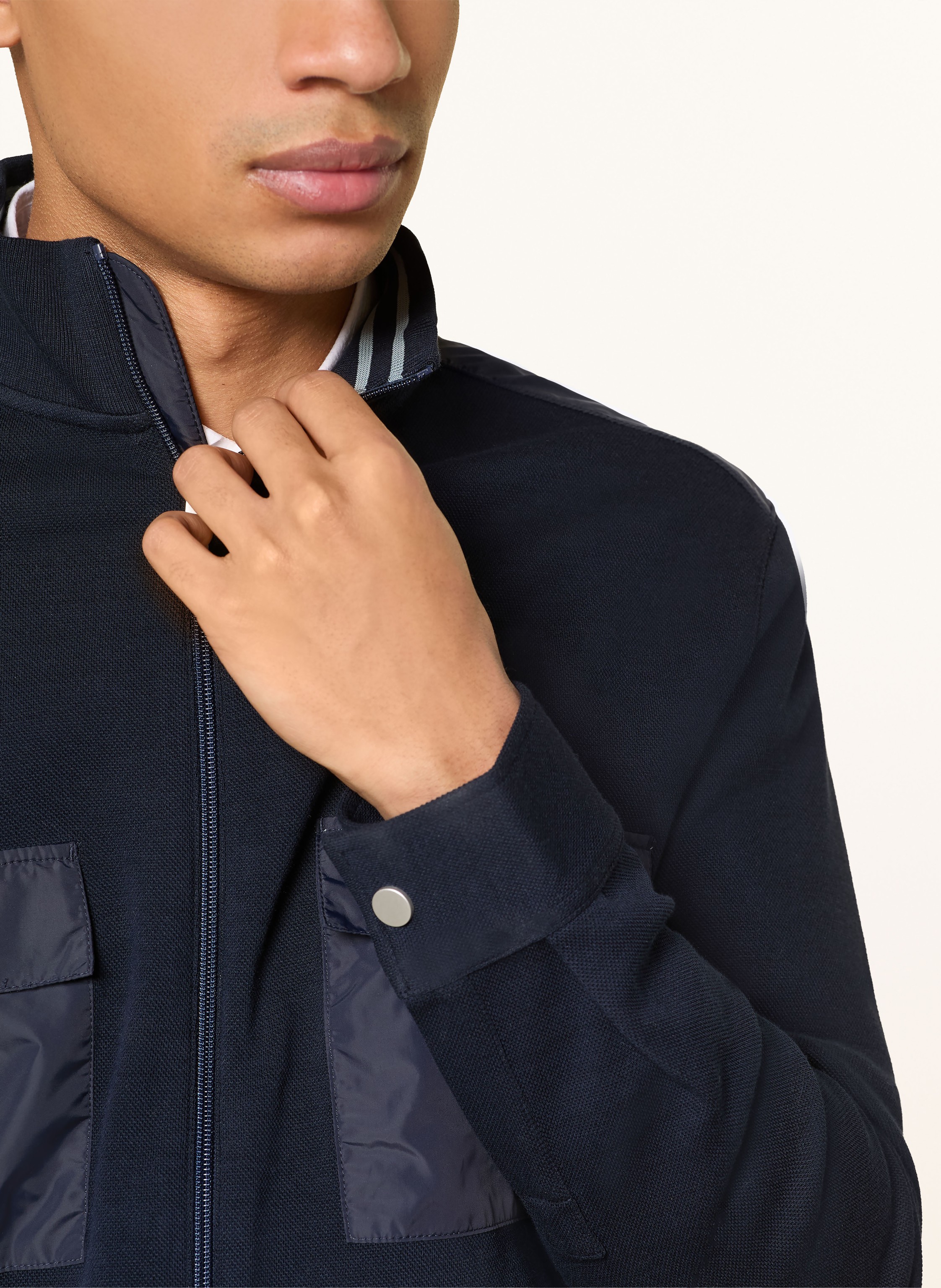 Thumbnail - Maerz Muenchen Sweatjacke Im Materialmix blau