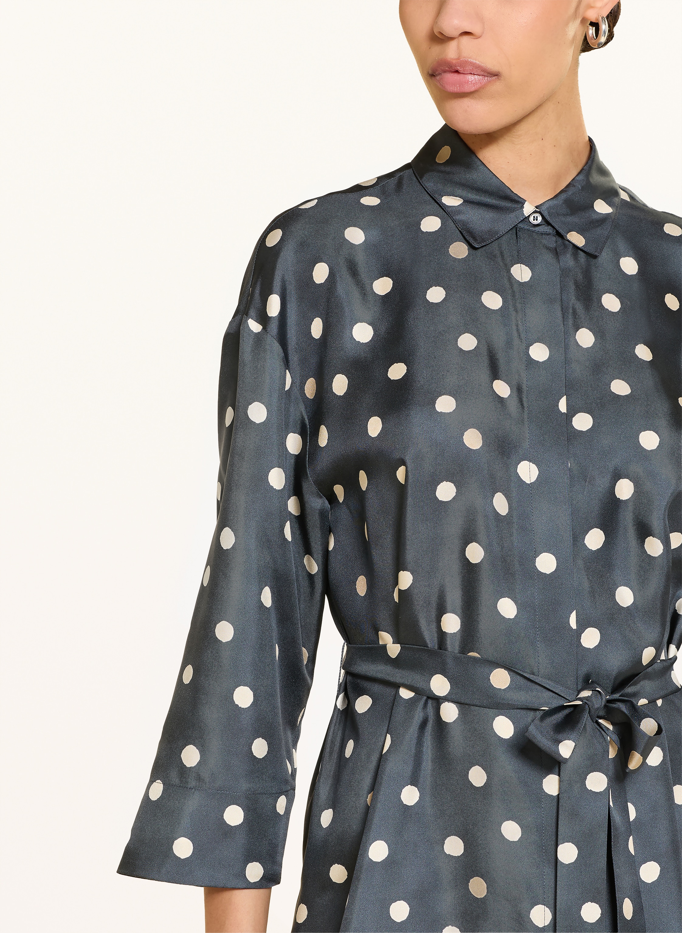 Thumbnail - S Max Mara Hemdblusenkleid Leva Aus Seide Mit 3/4-Arm blau