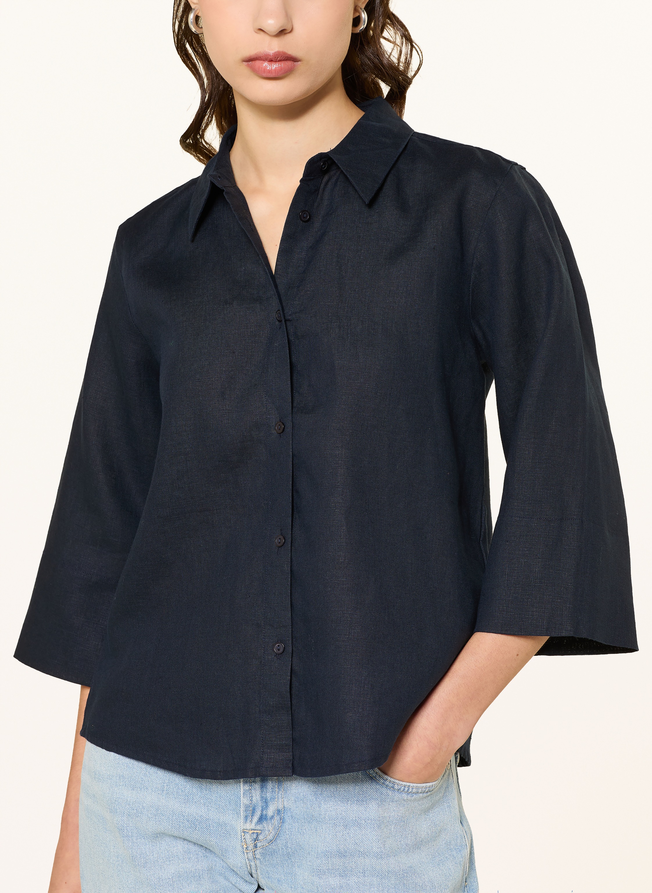 Thumbnail - Lilienfels Hemdbluse Aus Leinen Mit 3/4-Arm blau