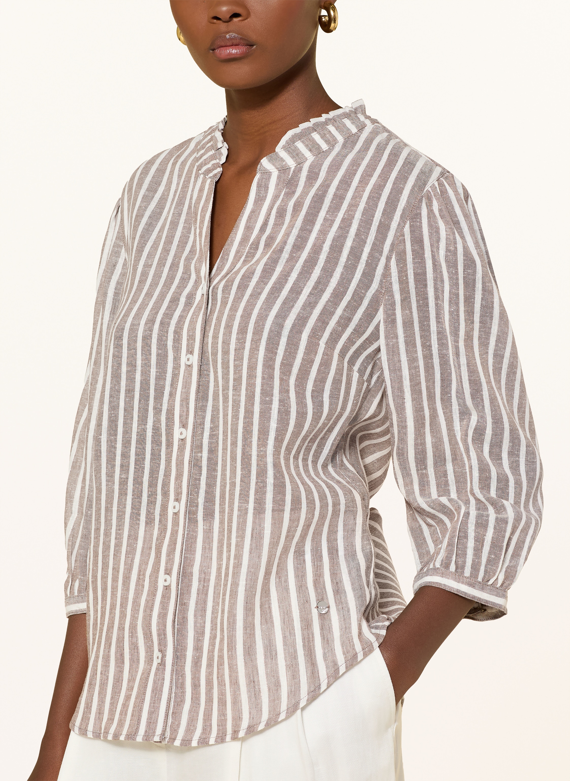 Thumbnail - Brax Bluse Violet Mit Leinen Und Glitzergarn beige