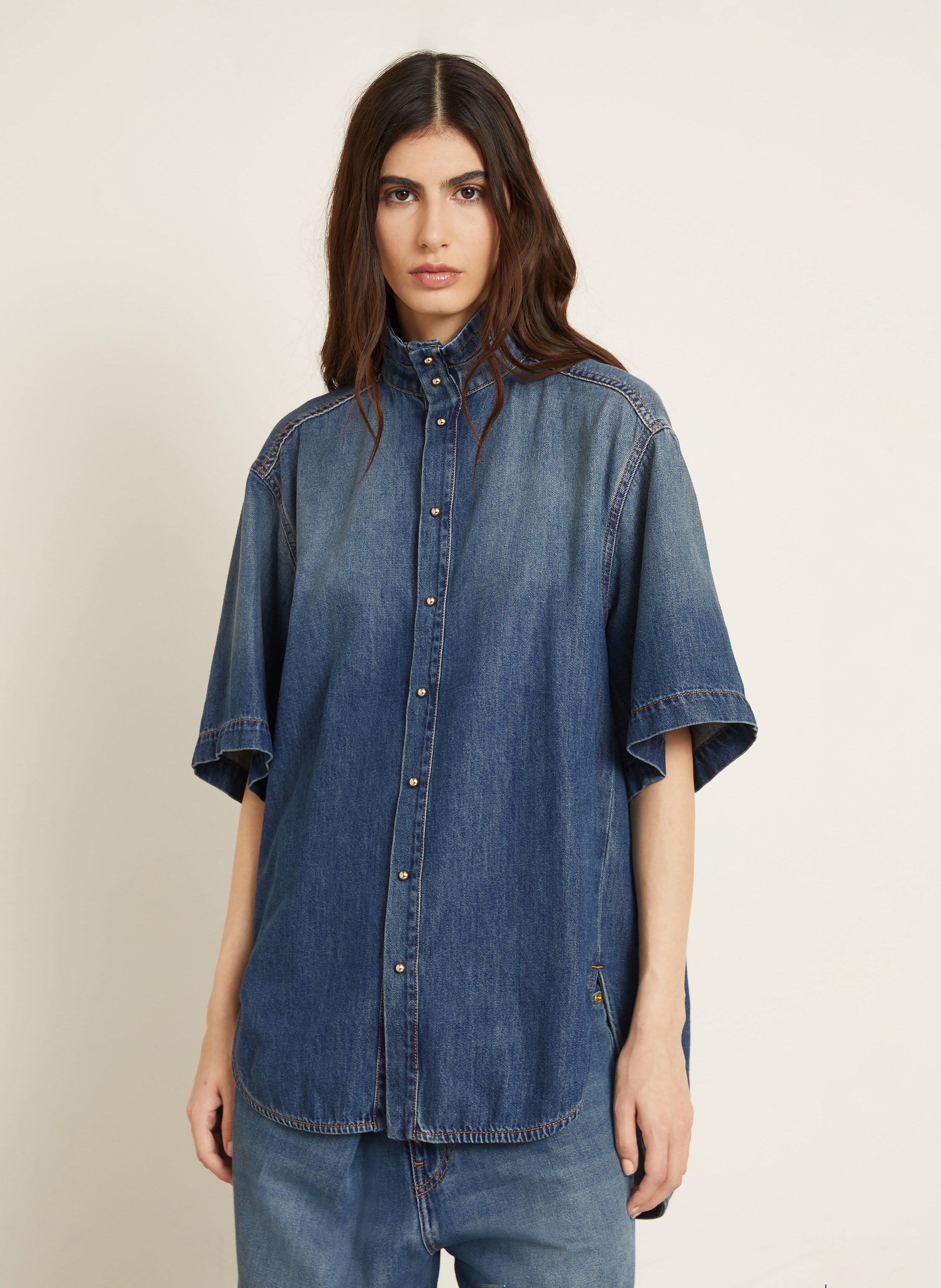 Thumbnail - Darkpark Jeansbluse Roberta blau