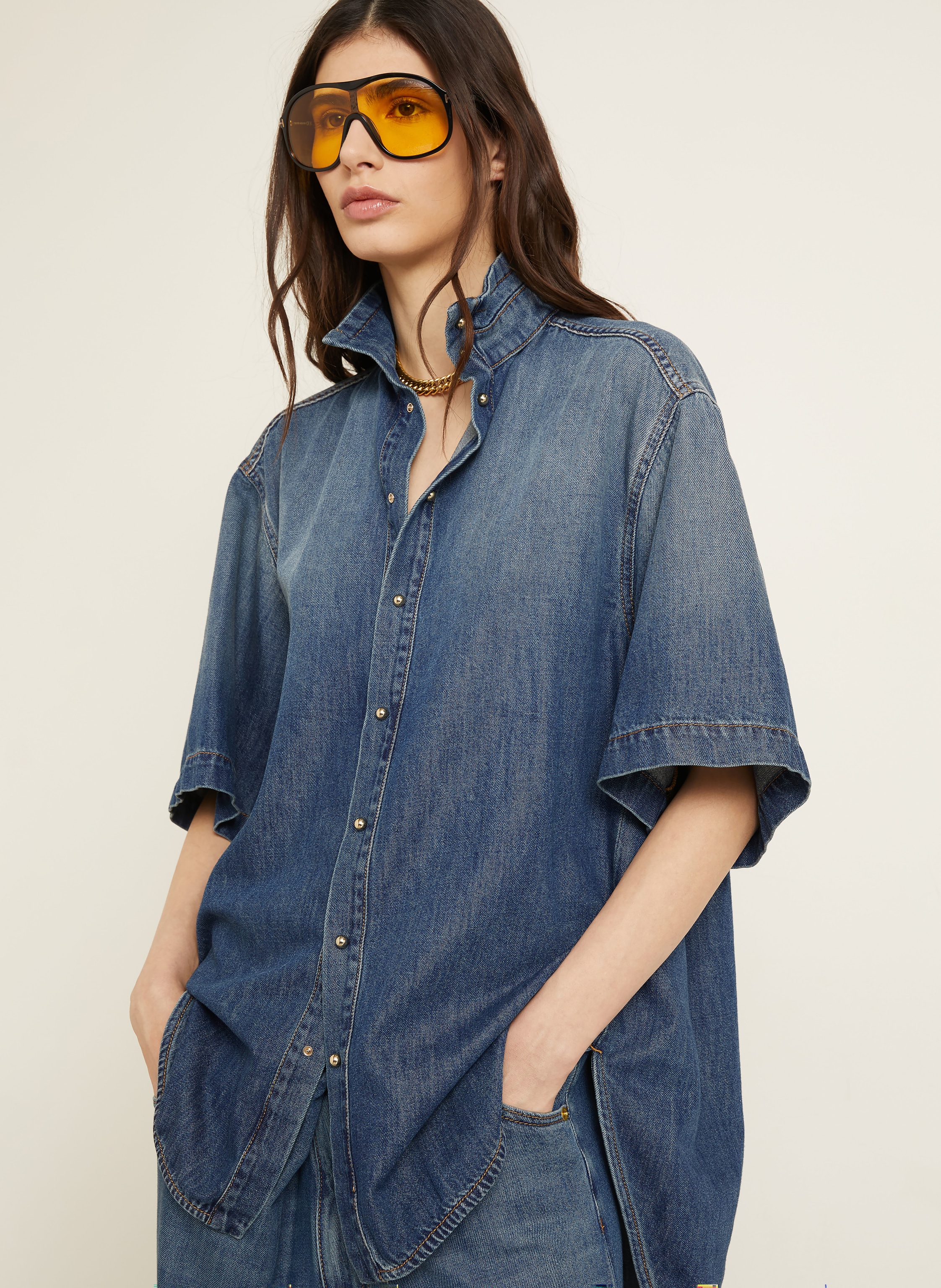 Thumbnail - Darkpark Jeansbluse Roberta blau