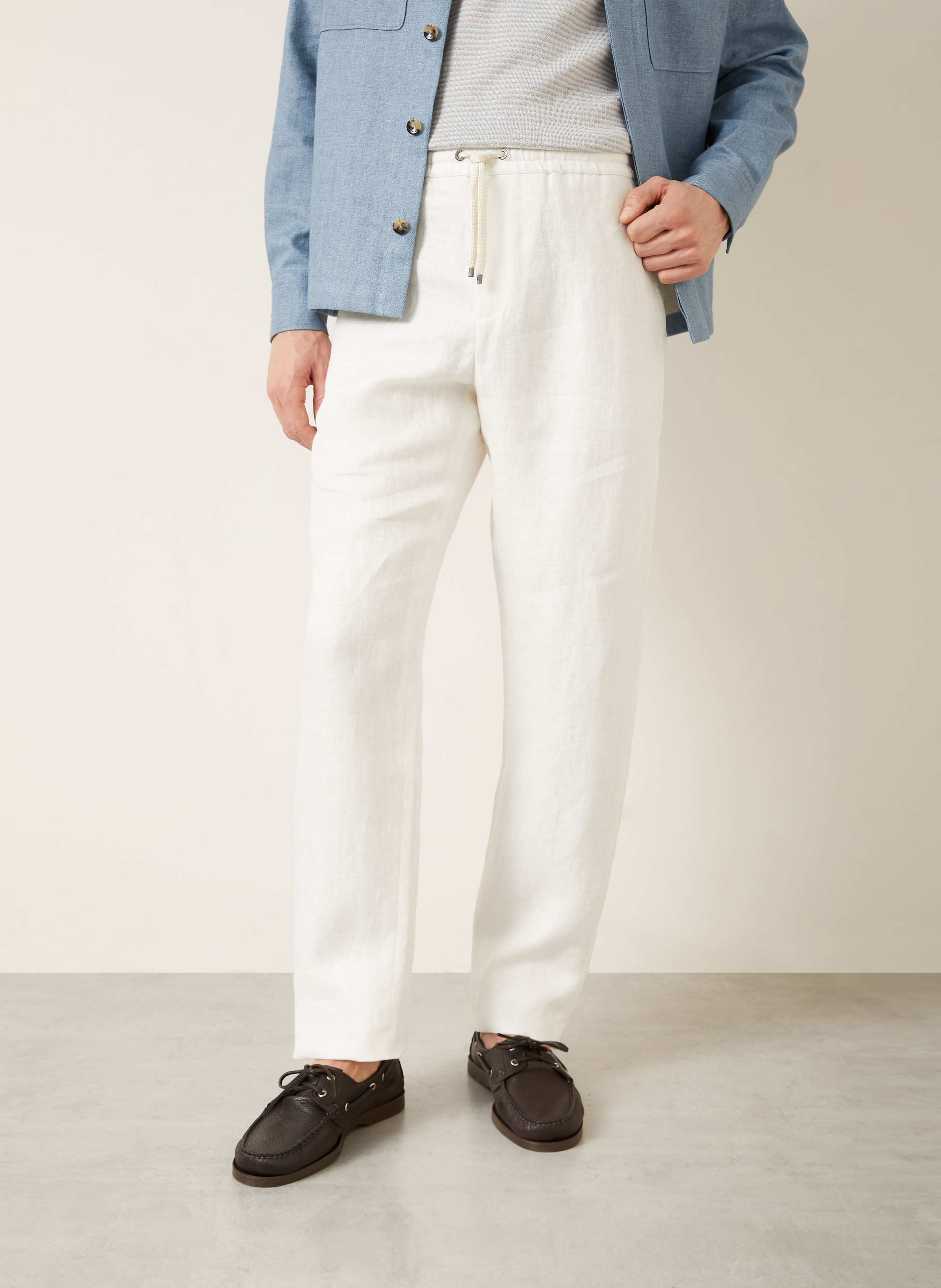 Thumbnail - Agnona Leinenchino Regular Fit weiss