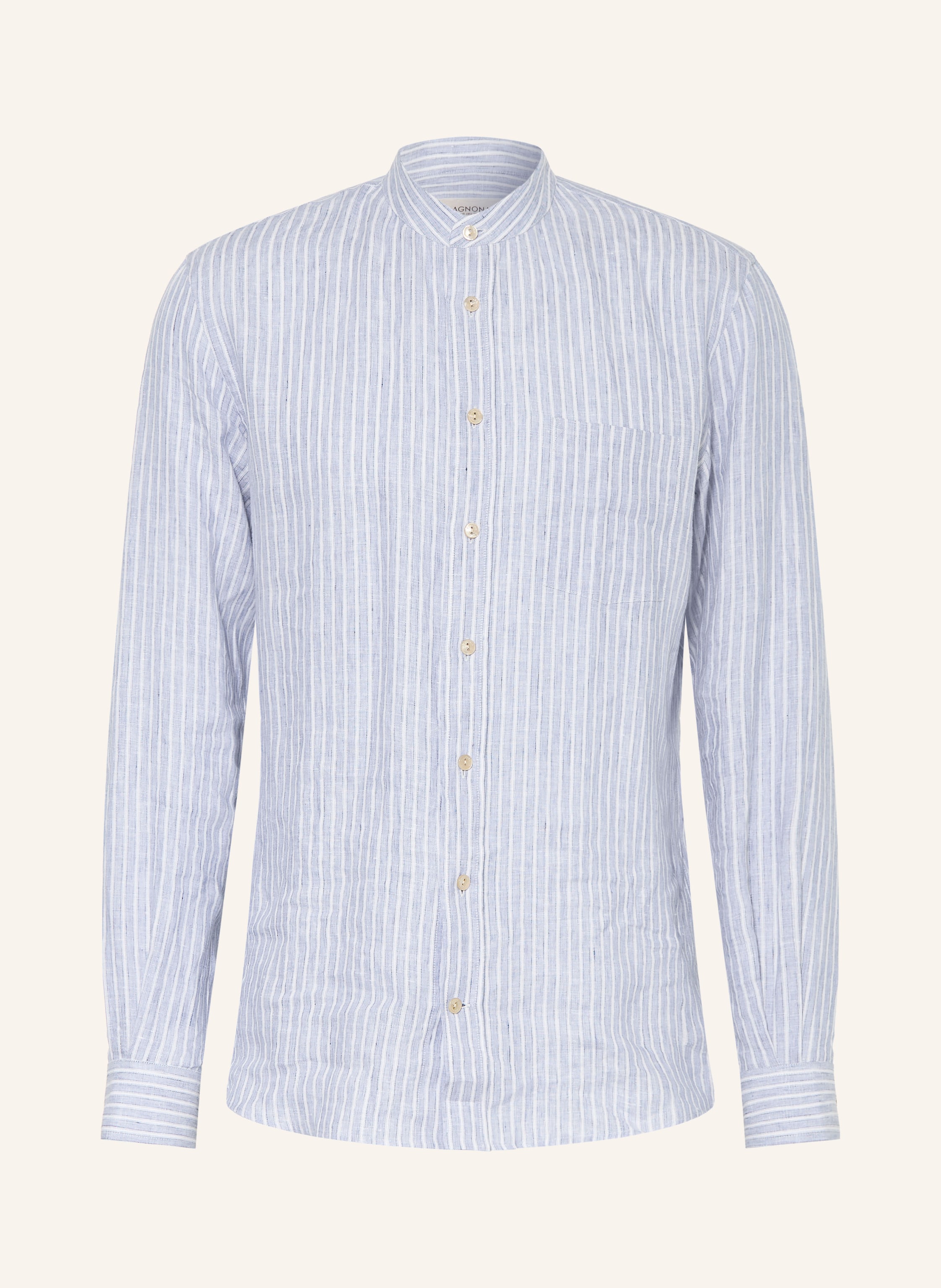 Agnona Agnona Leinenhemd Regular Fit Mit Stehkragen blau in HELLBLAU / WEISS