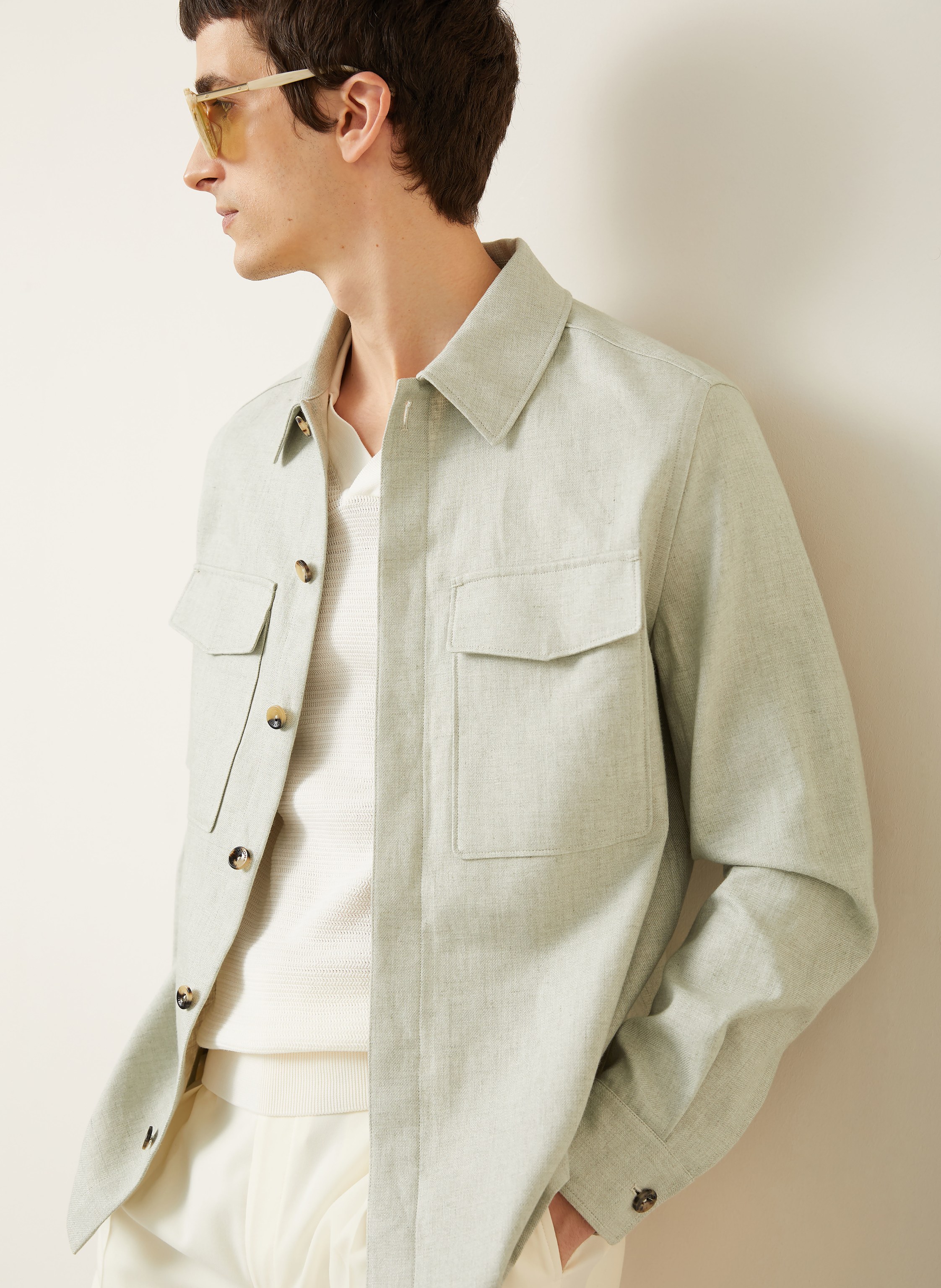 Thumbnail - Agnona Overjacket Aus Leinen In Jeansoptik gruen