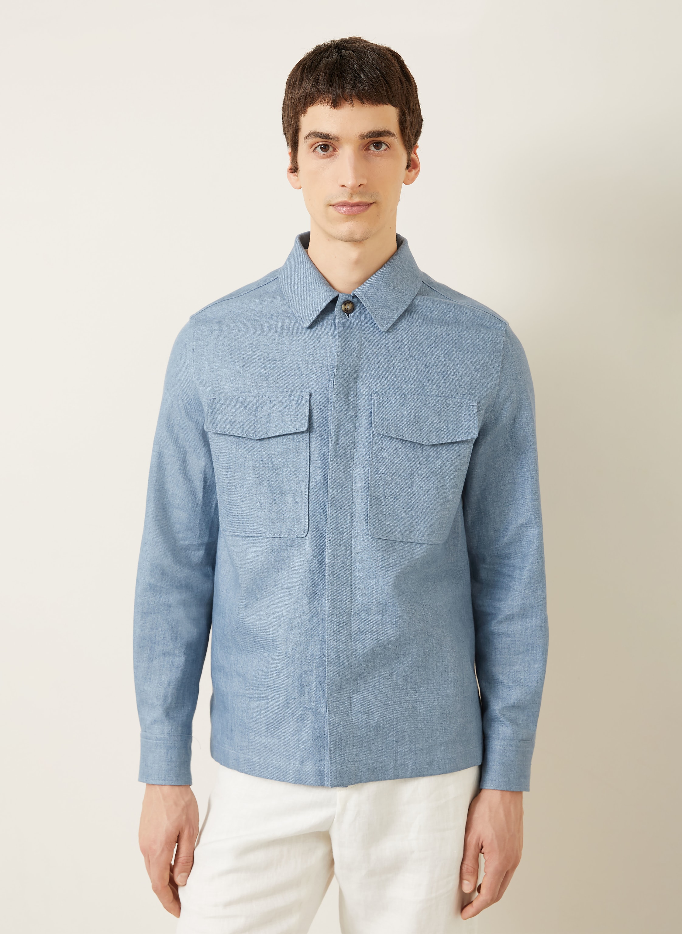 Thumbnail - Agnona Overjacket Aus Leinen In Jeansoptik blau