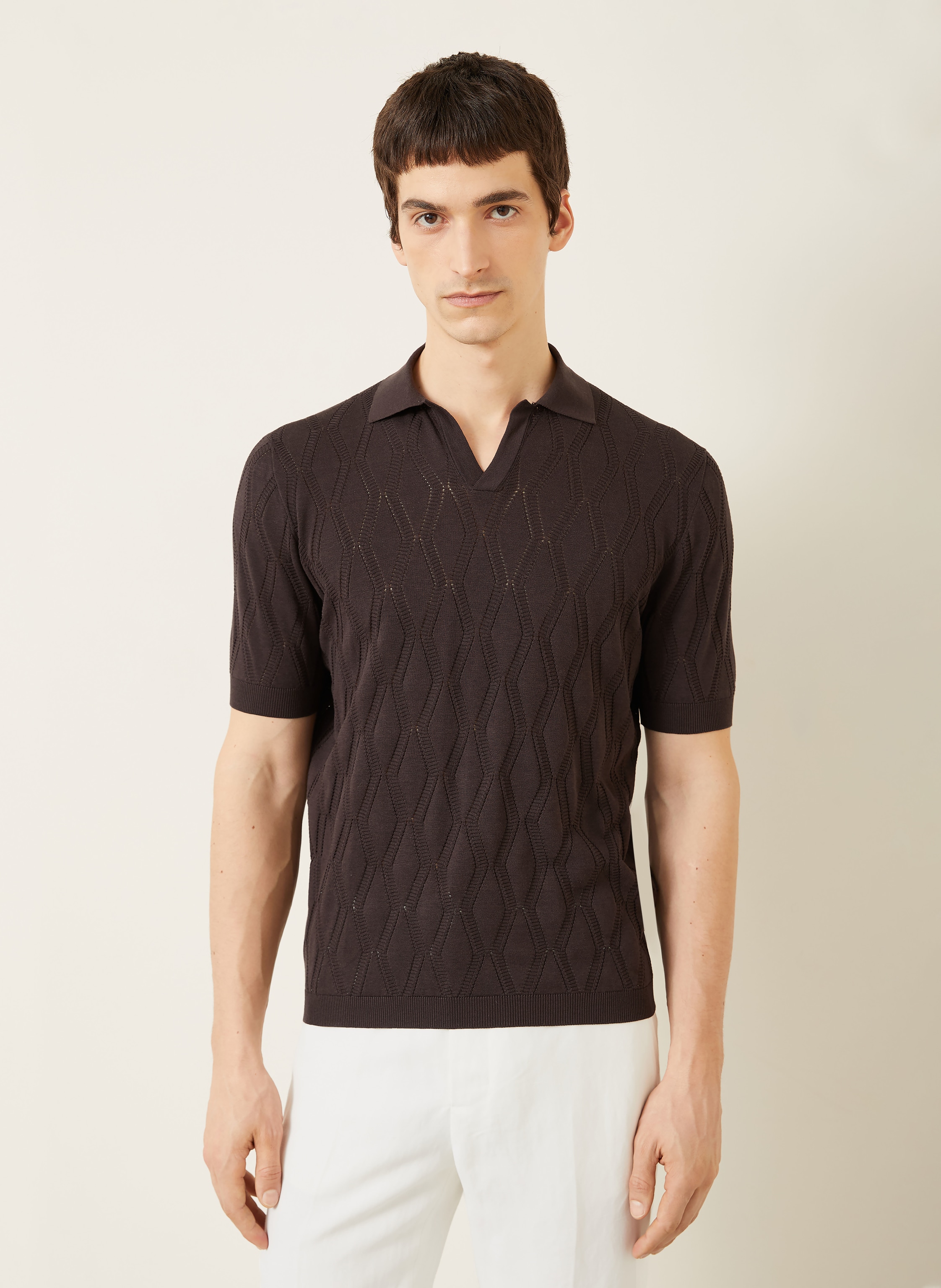 Thumbnail - Agnona Strick-Poloshirt Mit Seide braun