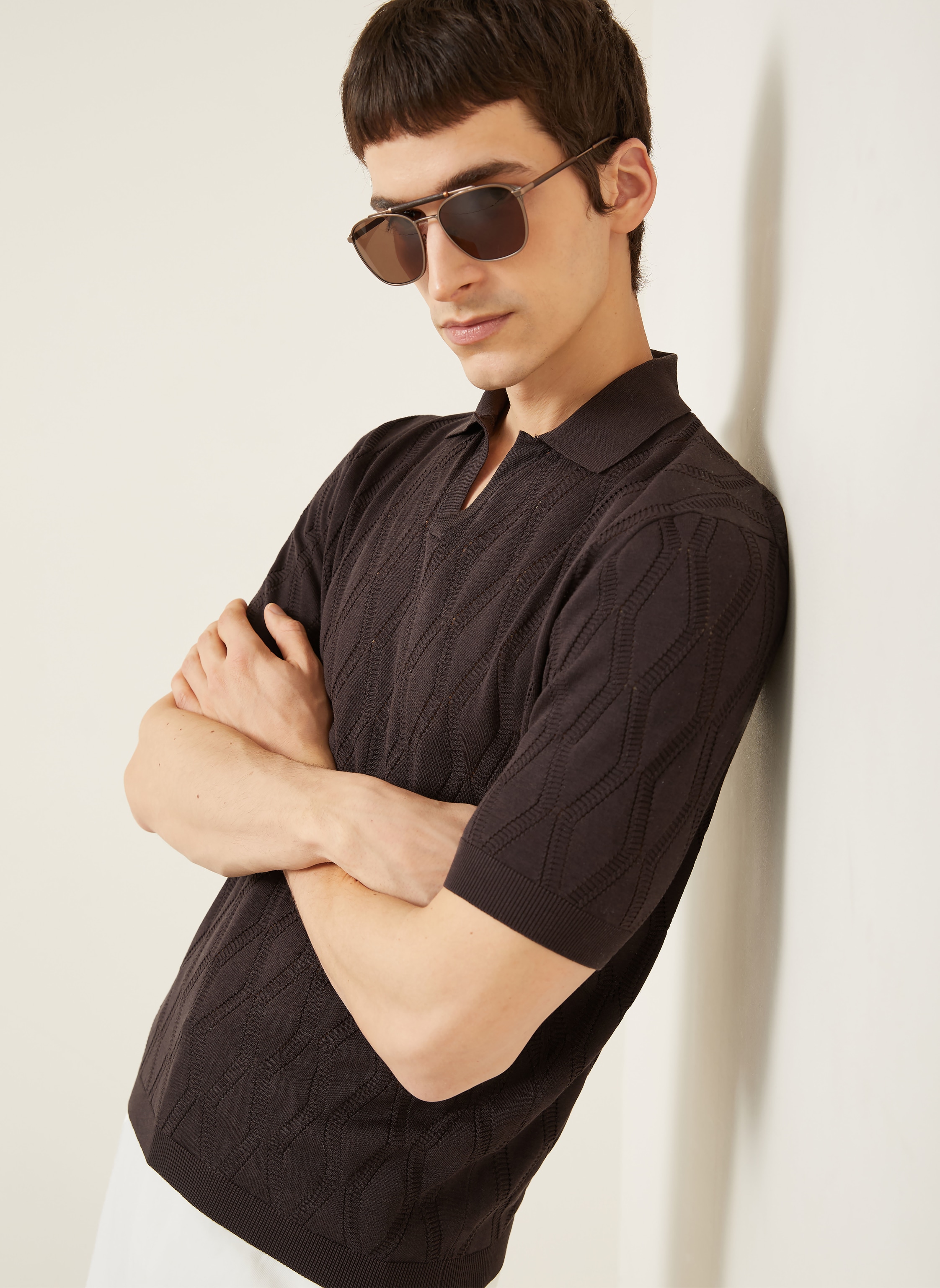 Thumbnail - Agnona Strick-Poloshirt Mit Seide braun