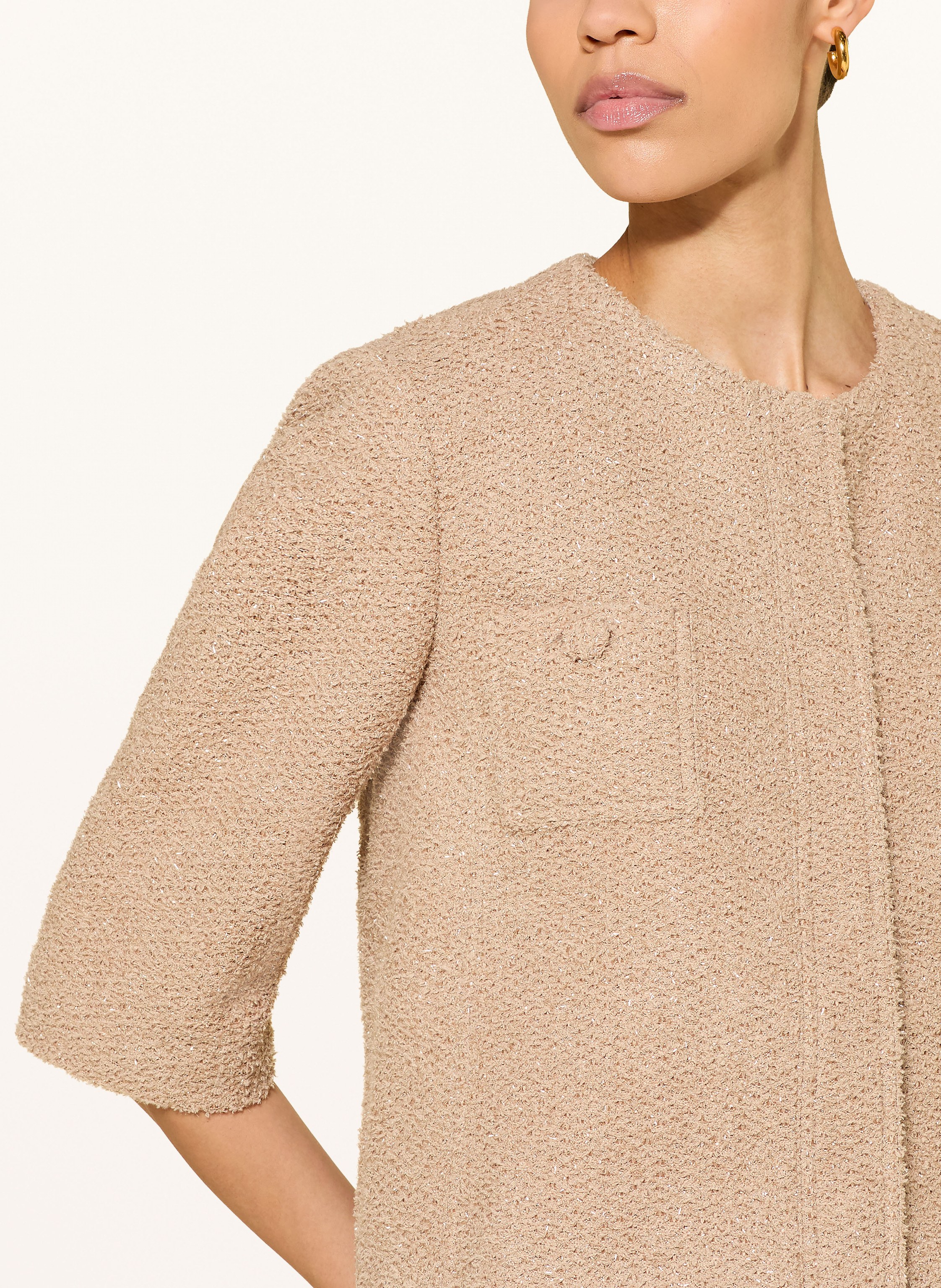 Thumbnail - Pamela Henson Bouclé-Blazer Philka Mit 3/4-Arm beige