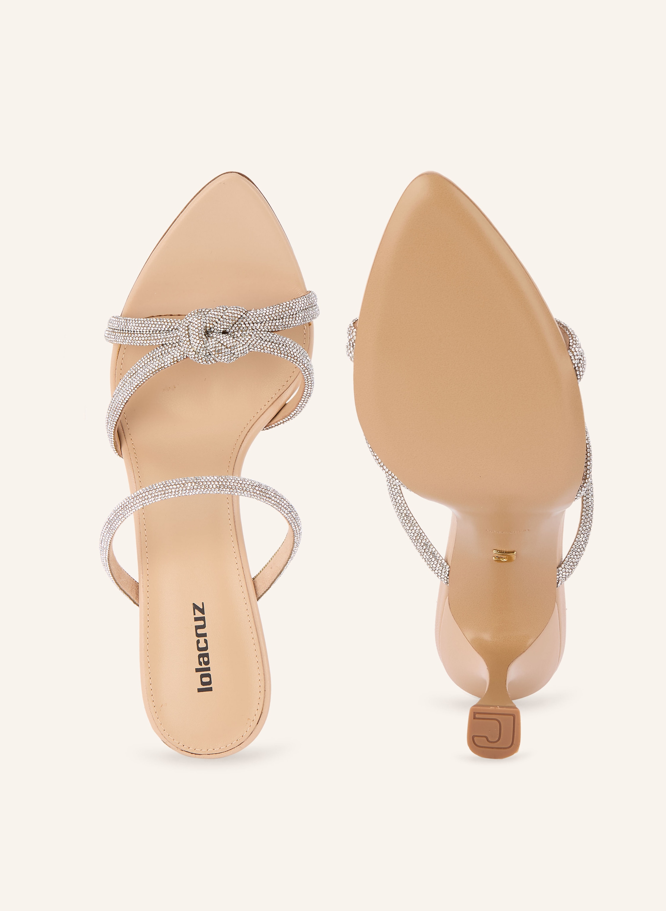 Thumbnail - Lola Cruz Mules Alice Mit Schmucksteinen beige