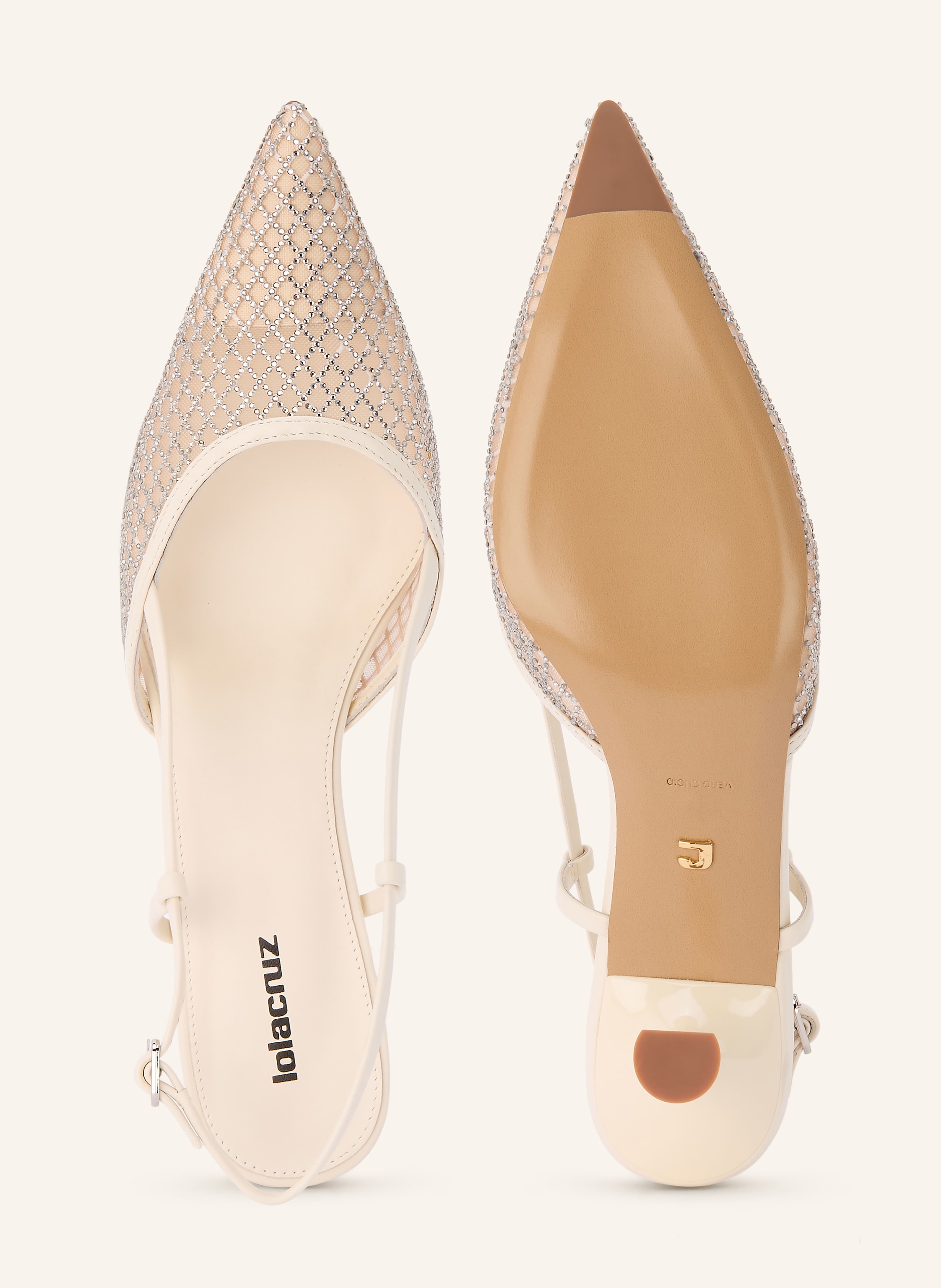 Thumbnail - Lola Cruz Slingpumps Ruby 55 Mit Schmucksteinen weiss