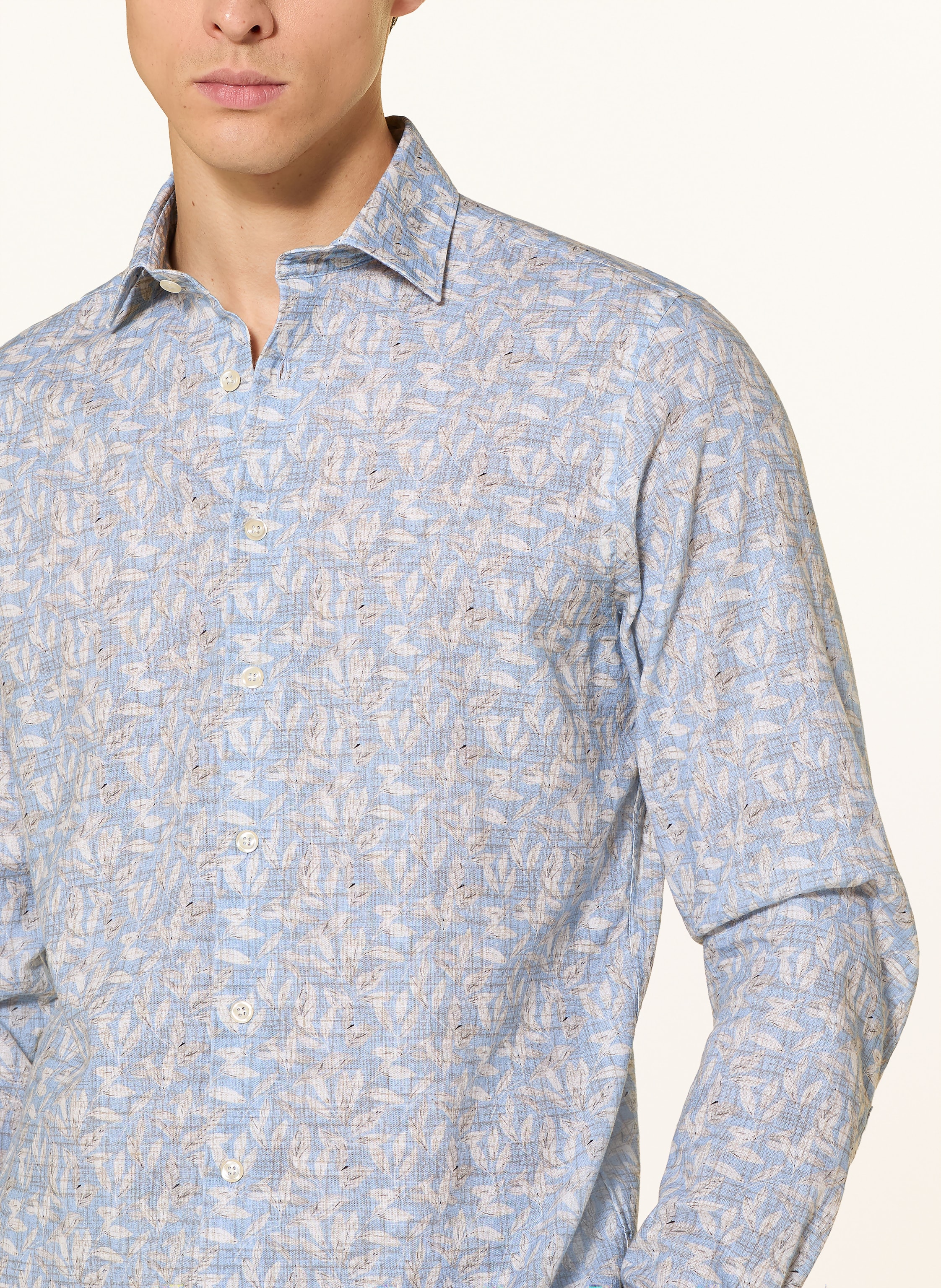 Thumbnail - Roy Robson Hemd Slim Fit Mit Leinen blau