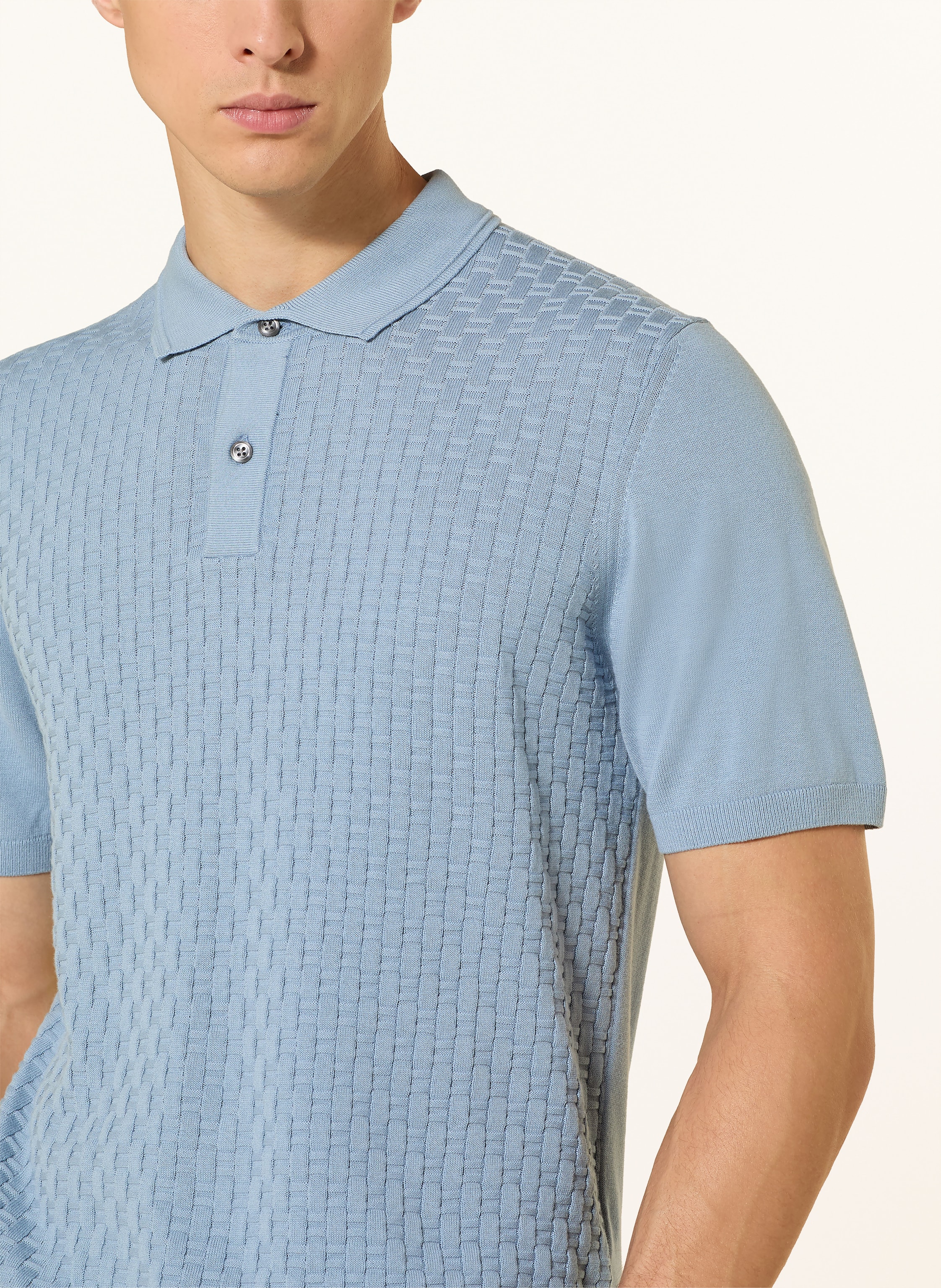 Thumbnail - Roy Robson Strick-Poloshirt blau