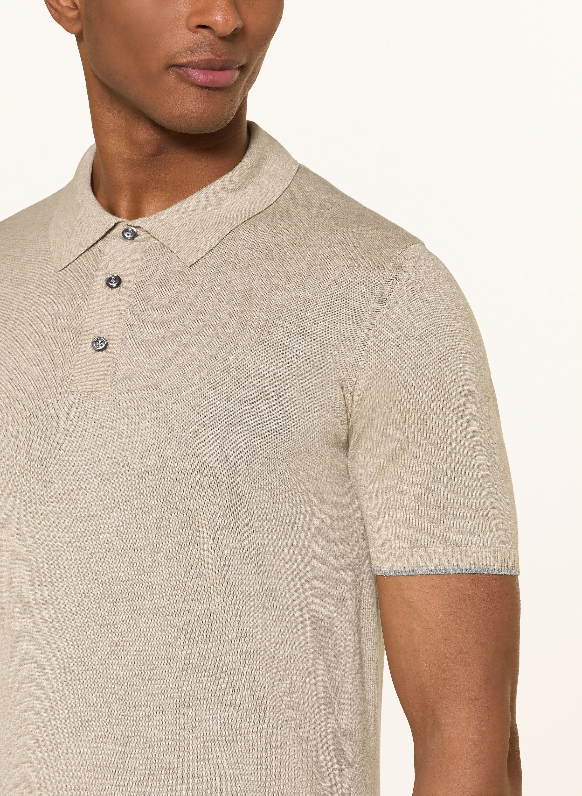 Thumbnail - Roy Robson Strick-Poloshirt Mit Leinen beige