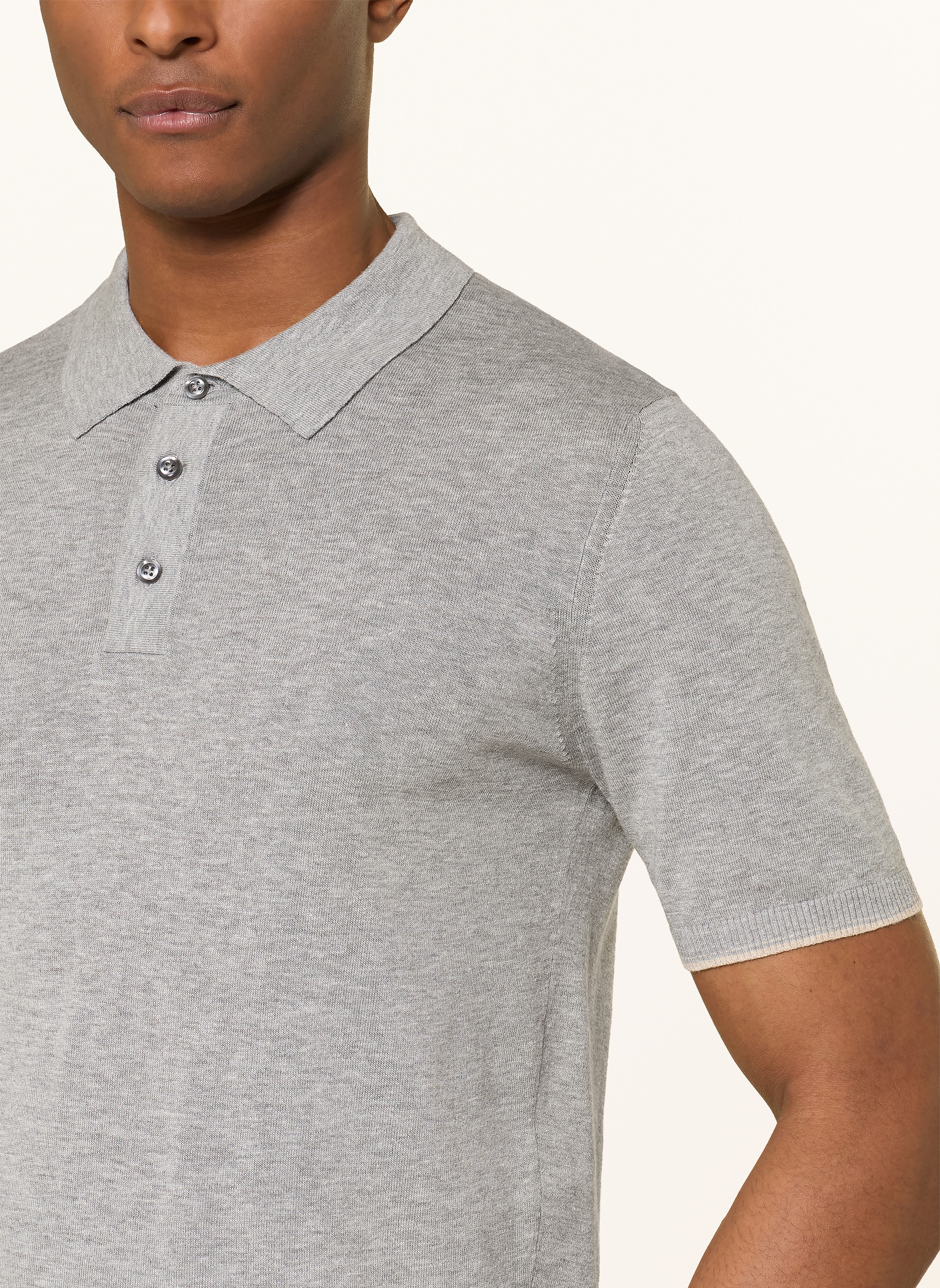 Thumbnail - Roy Robson Strick-Poloshirt Mit Leinen grau