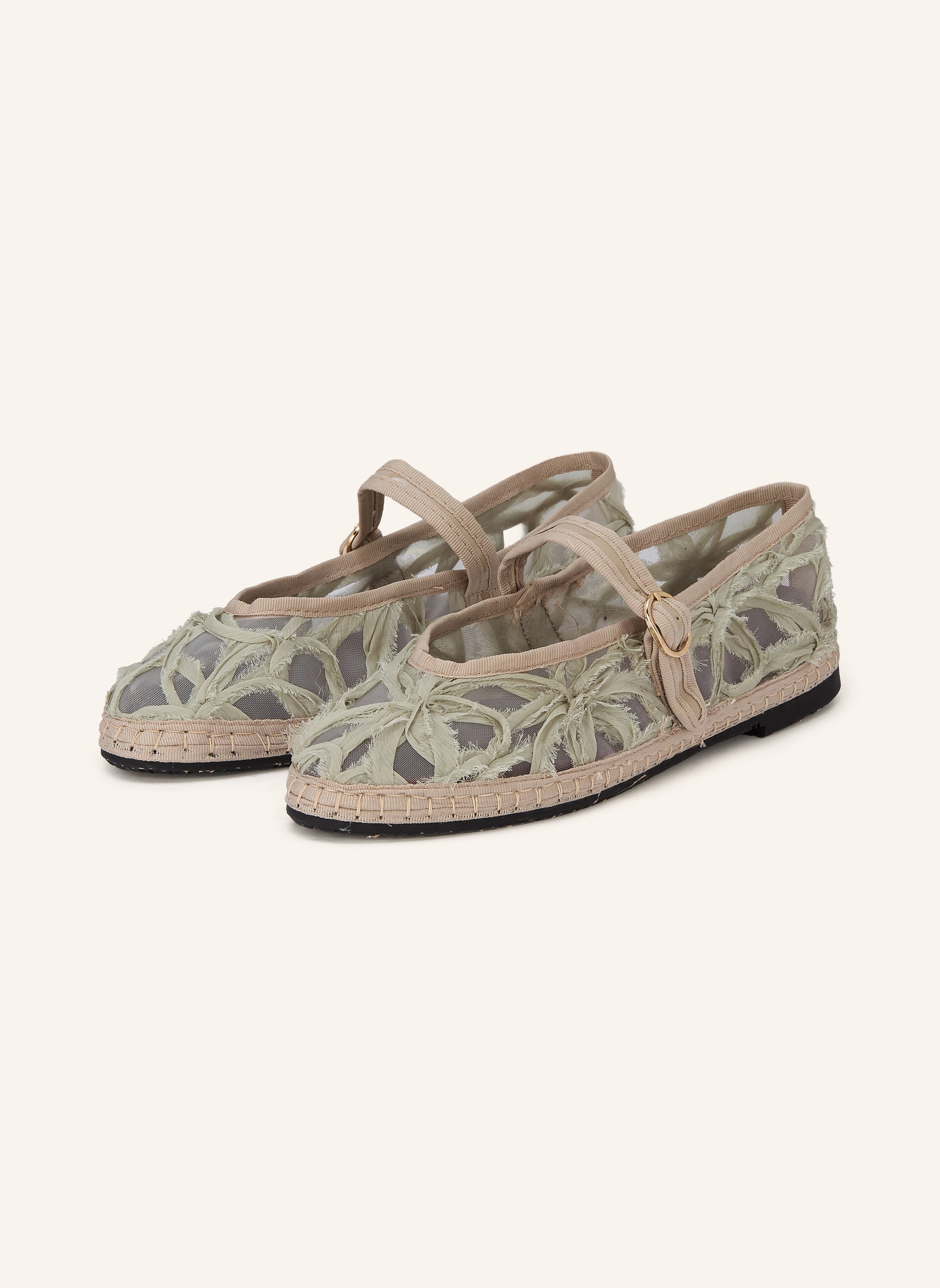 Flabelus Mary-Jane-Ballerinas Pierre Lace gruen