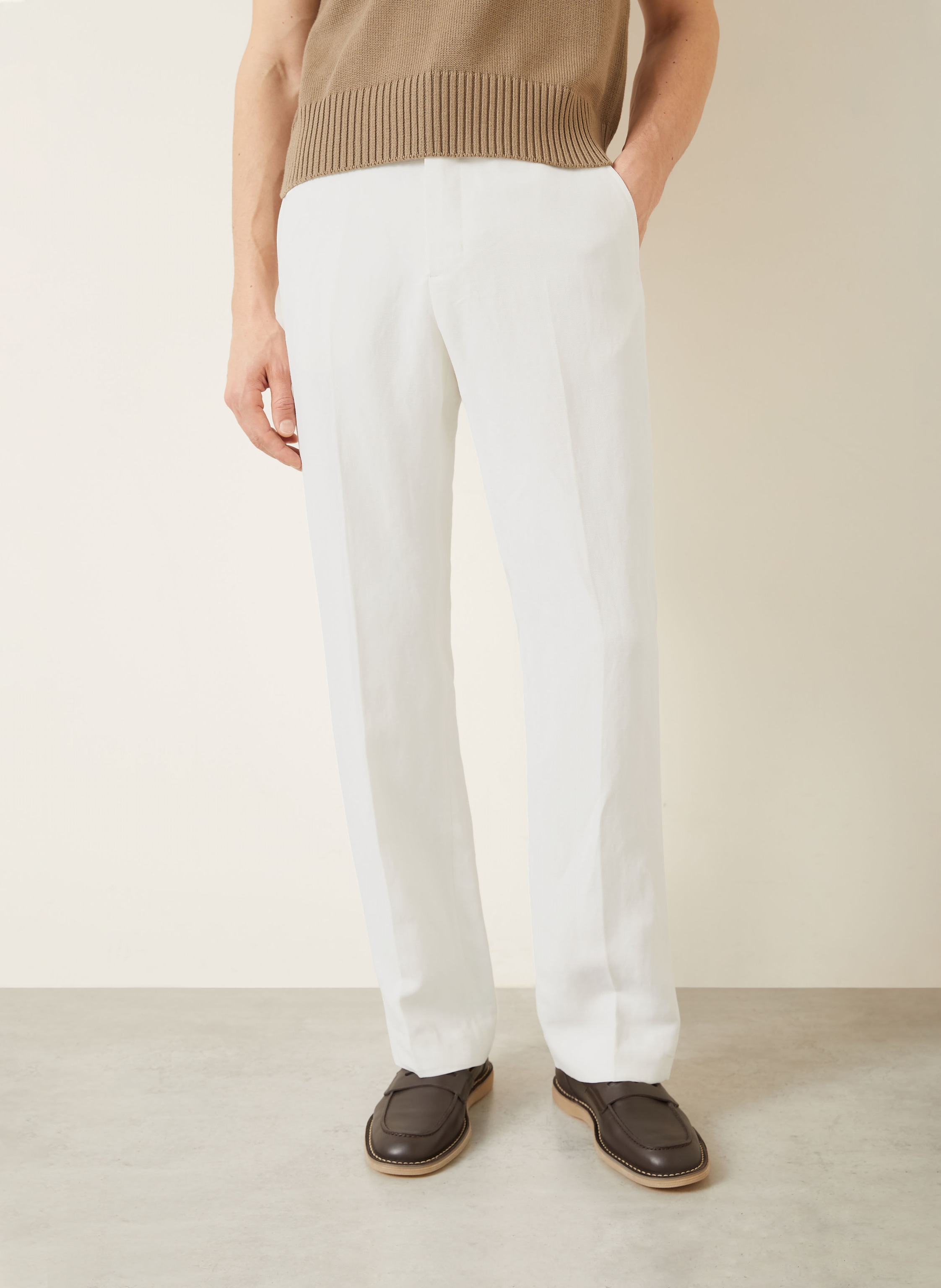 Thumbnail - Ami Paris Hose Regular Fit Mit Leinen beige