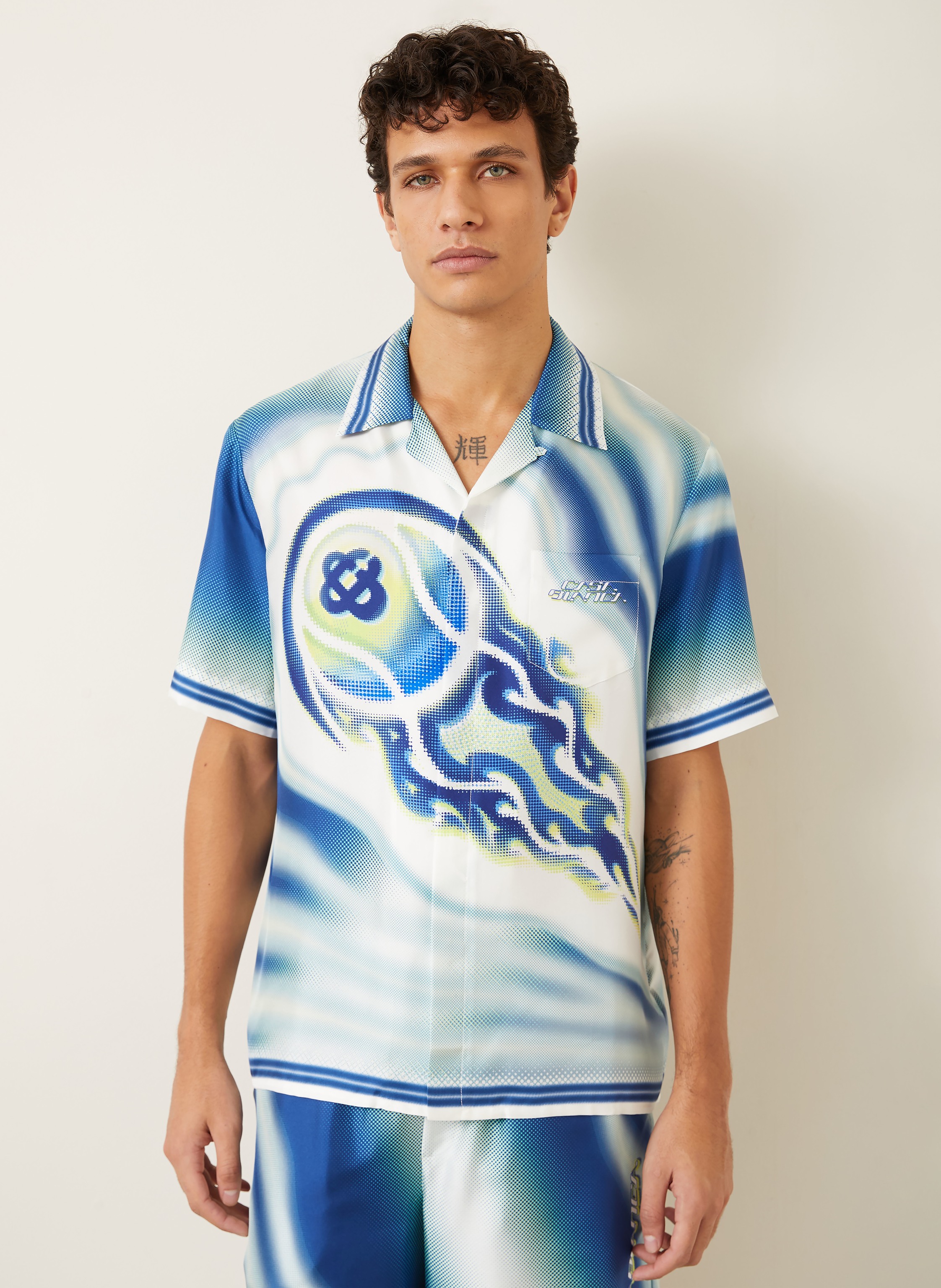 Thumbnail - Casablanca Resorthemd Flaming Tennis Ball Comfort Fit Aus Seide blau