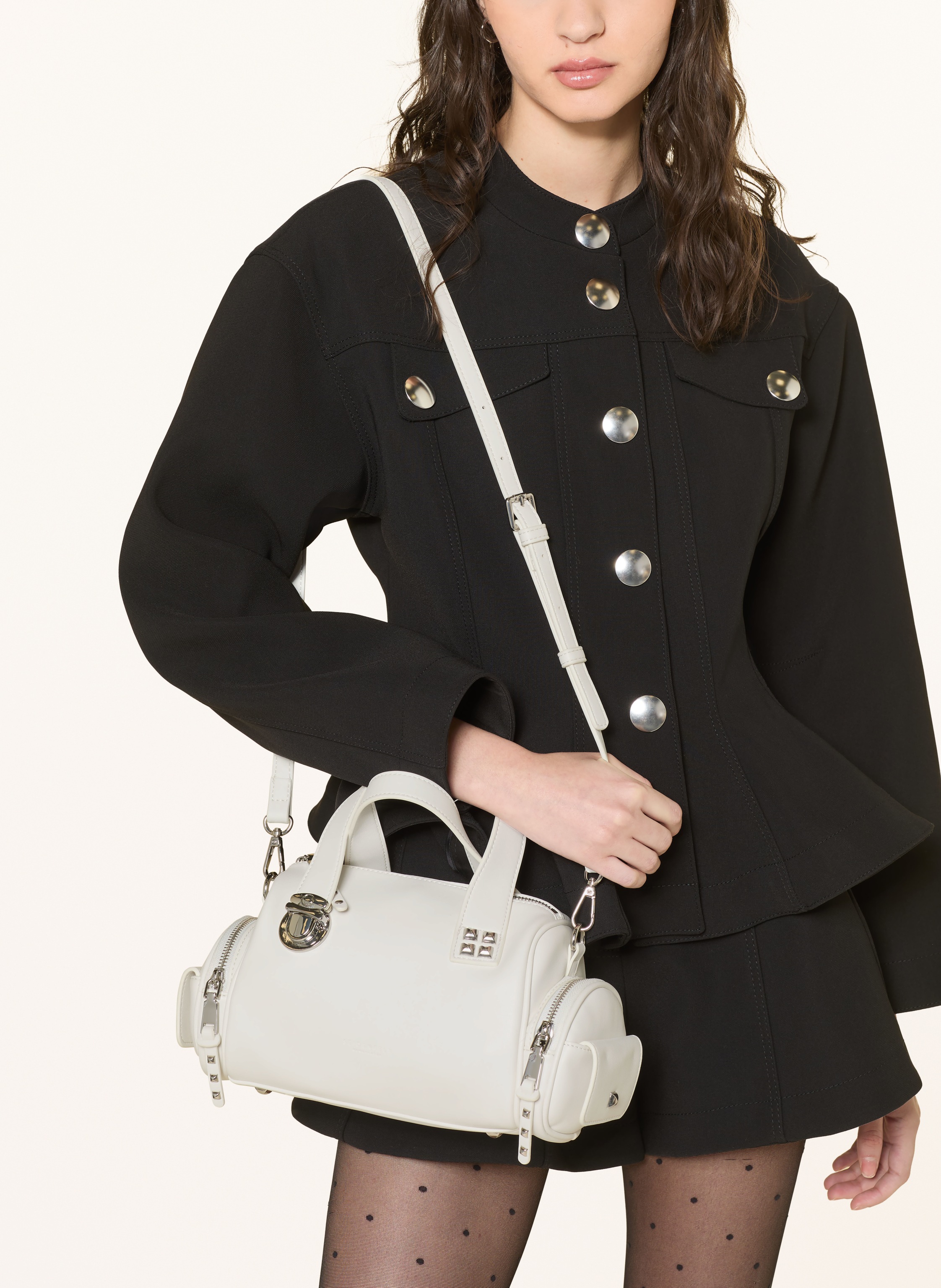 Thumbnail - Seidenfelt Handtasche Jokela Mit Nieten weiss