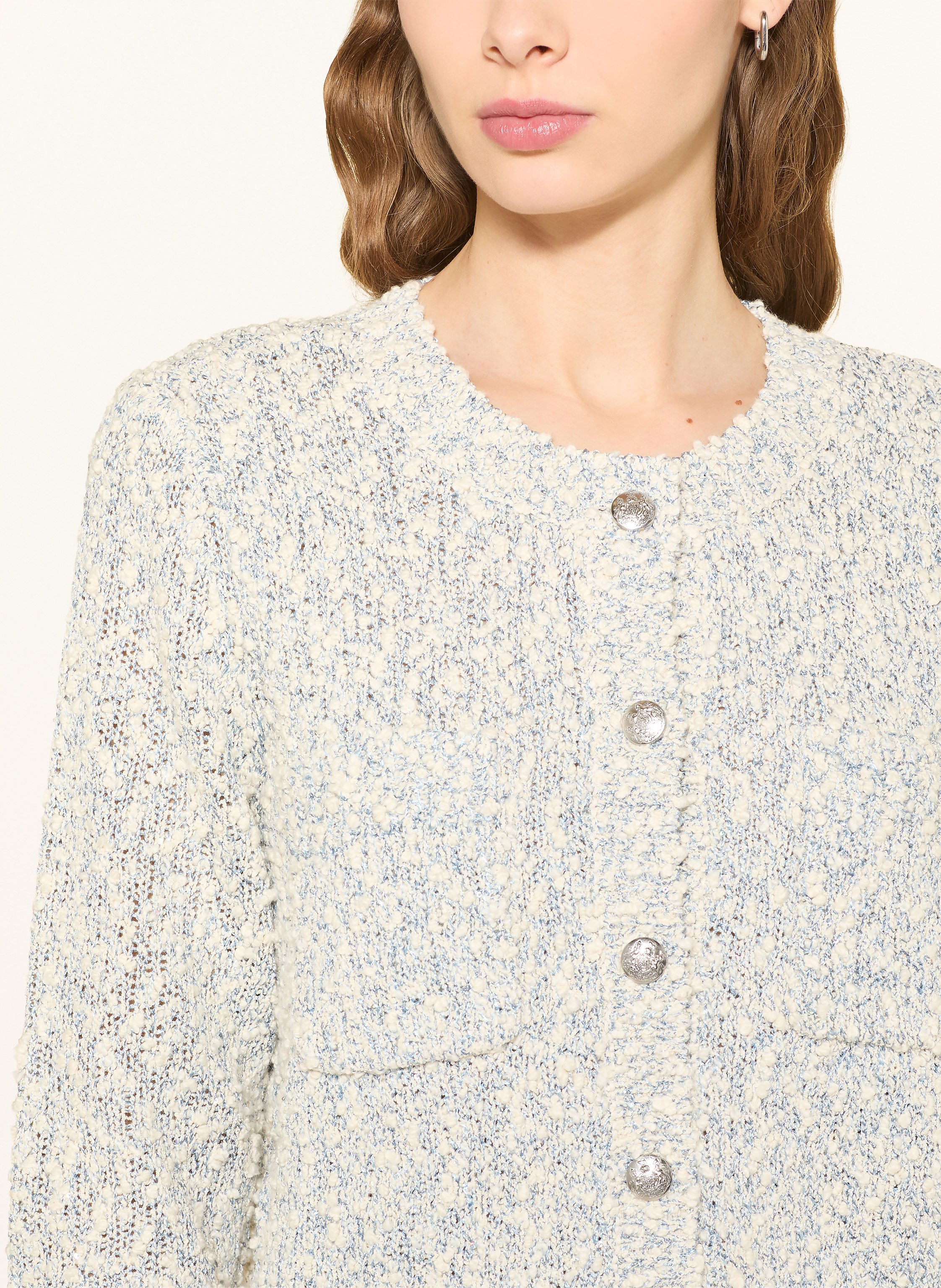 Thumbnail - Repeat Strickjacke Mit Pailletten blau