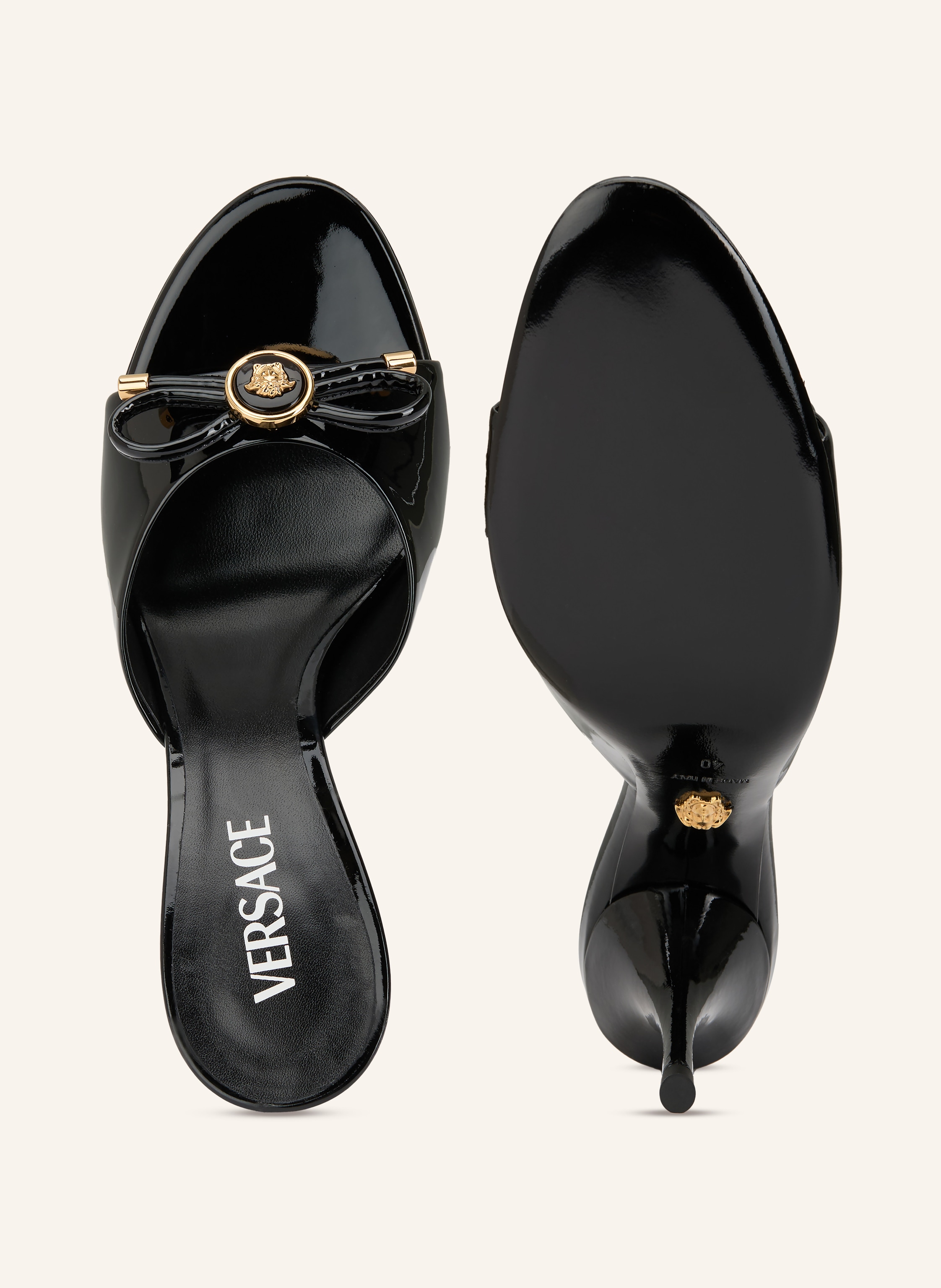 Thumbnail - Versace Lack-Mules schwarz